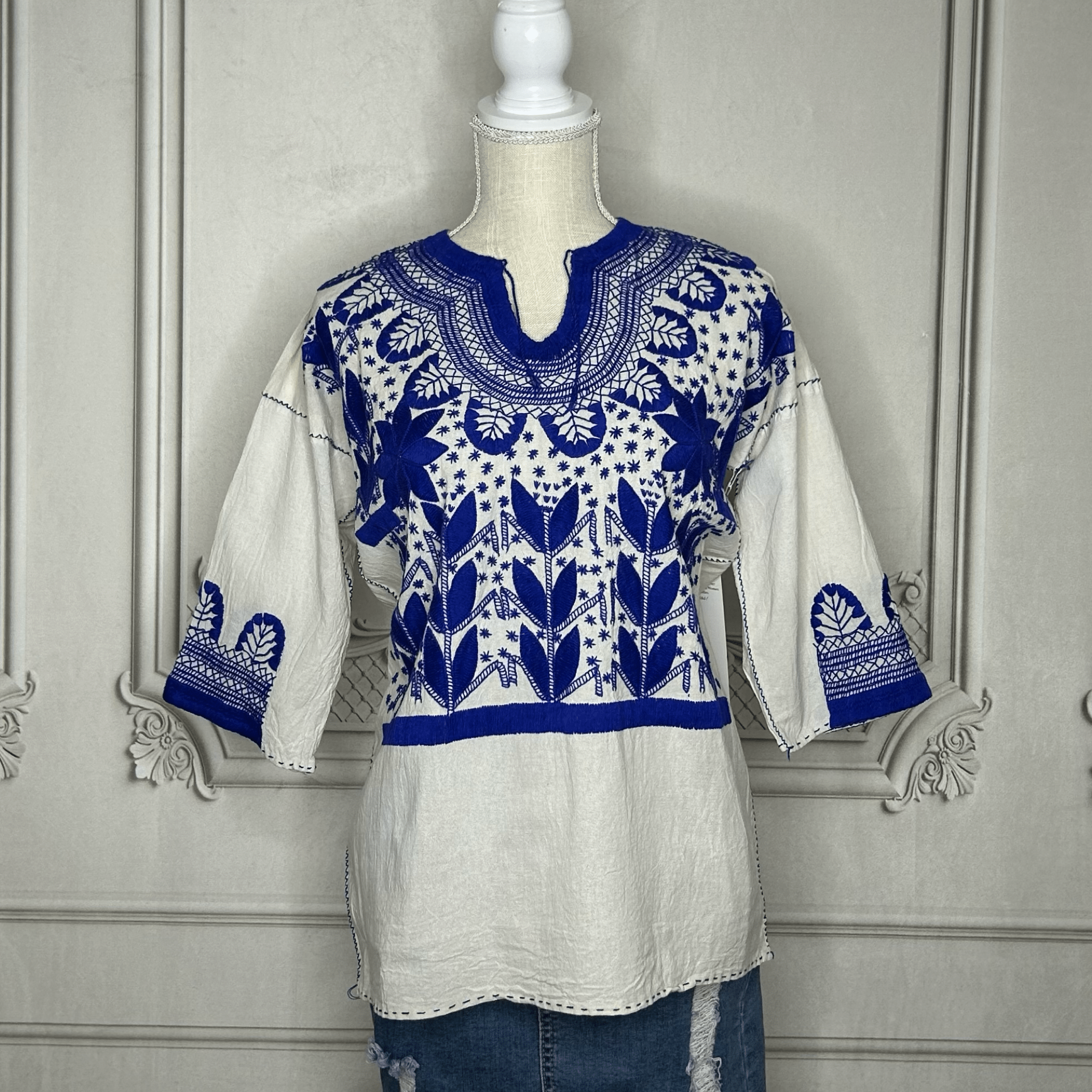 Corn Motif Mexican Blouse 3/4 Sleeve Corn Motif Mexican Blouse 3/4 Sleeve