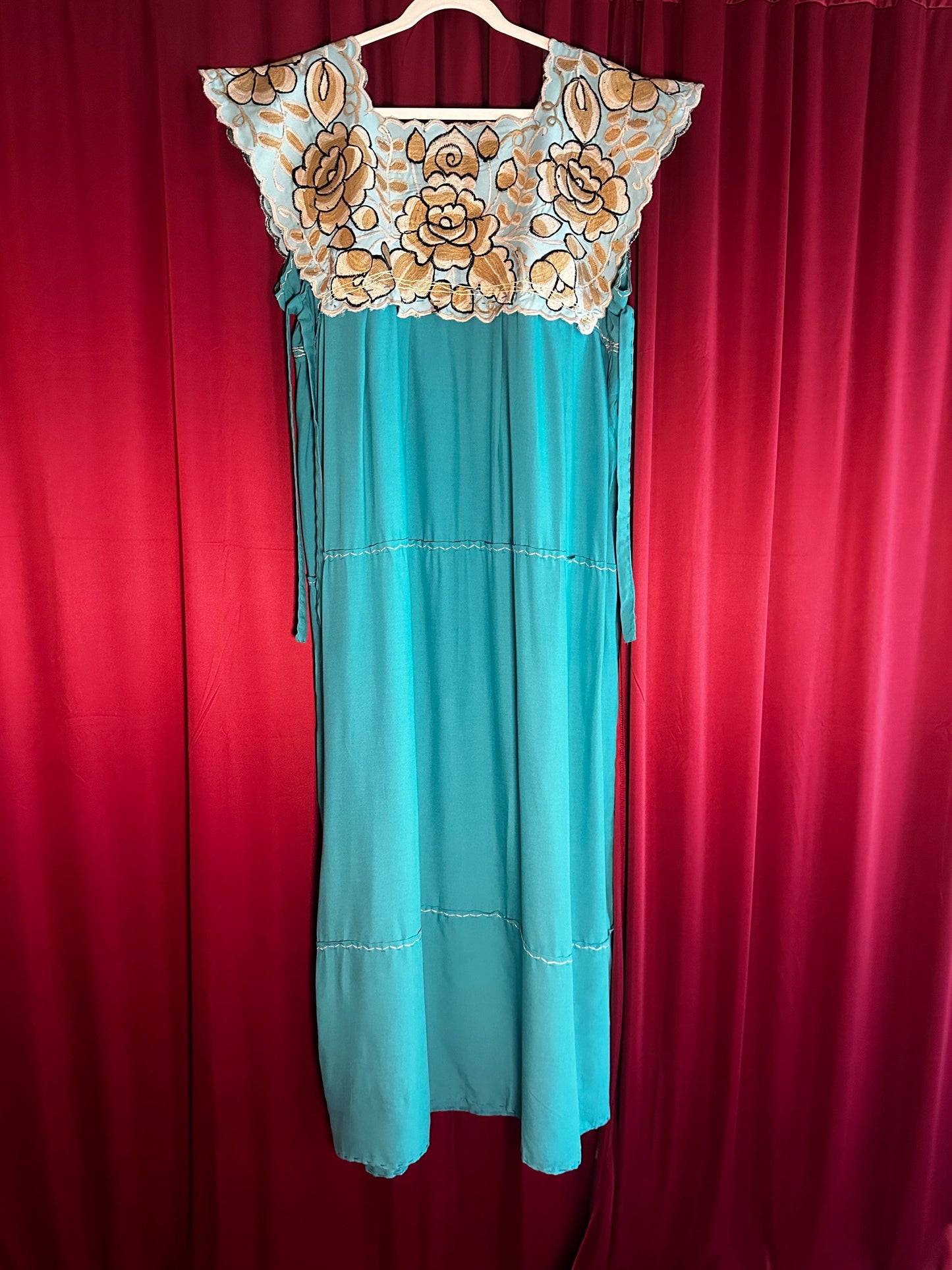 Cotton Blend Zinacantan Embroidered Square Top Dress Cotton Blend Zinacantan Embroidered Square Top Dress