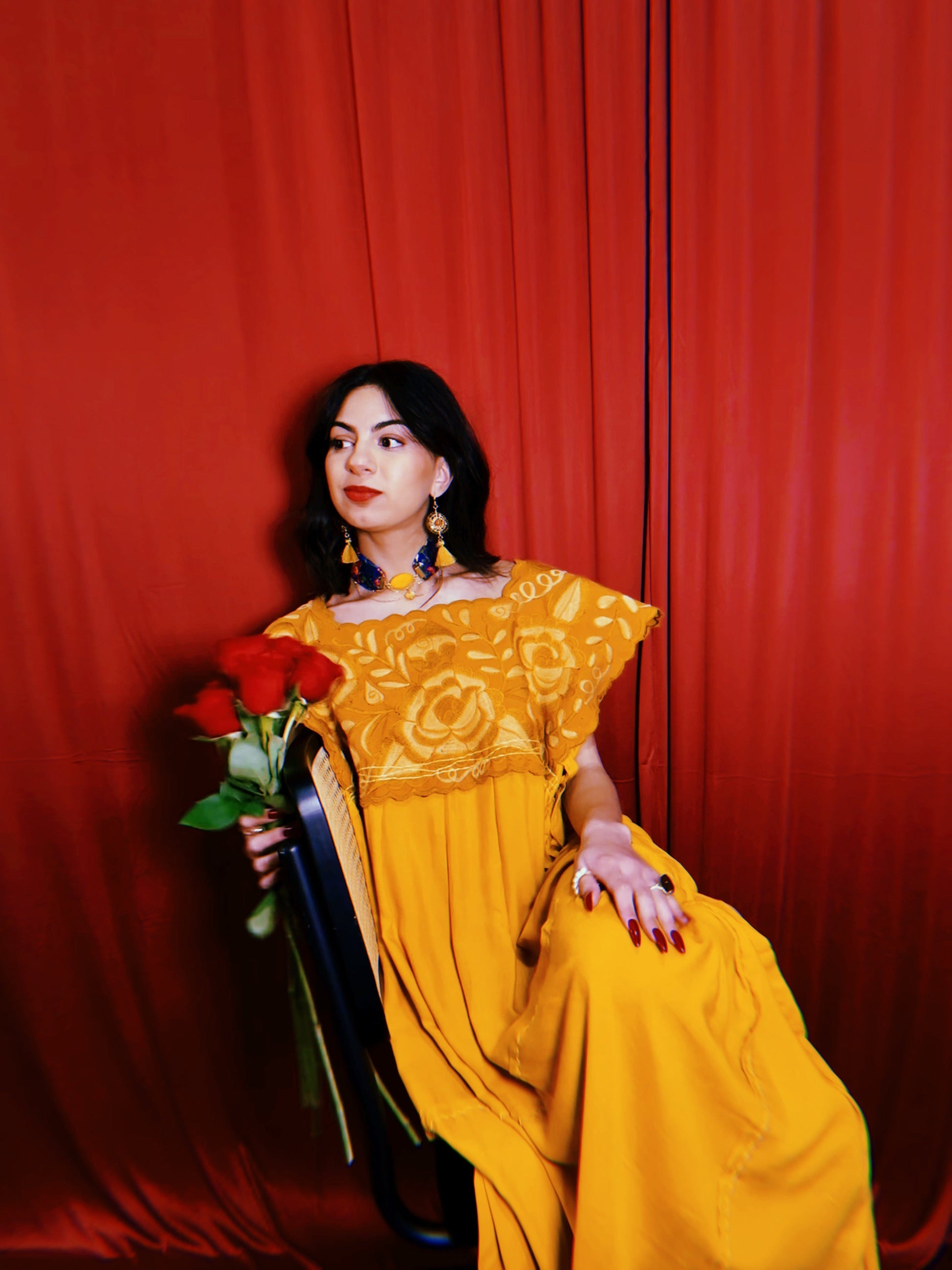 Cotton Blend Zinacantan Embroidered Square Top Dress Cotton Blend Zinacantan Embroidered Square Top Dress