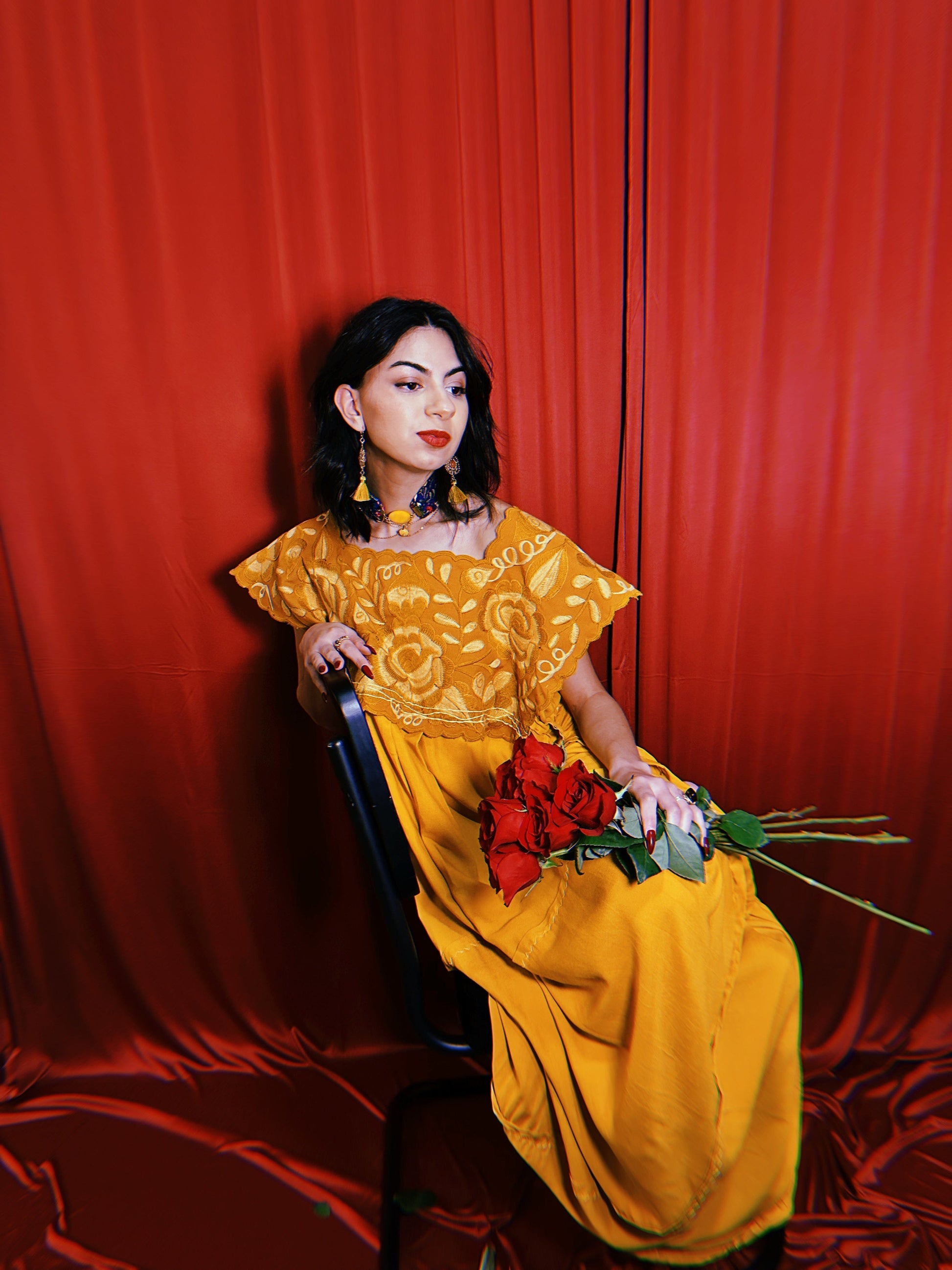 Cotton Blend Zinacantan Embroidered Square Top Dress Cotton Blend Zinacantan Embroidered Square Top Dress