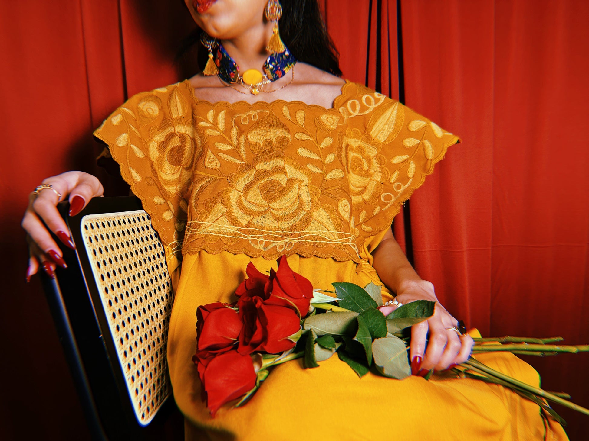 Cotton Blend Zinacantan Embroidered Square Top Dress Cotton Blend Zinacantan Embroidered Square Top Dress