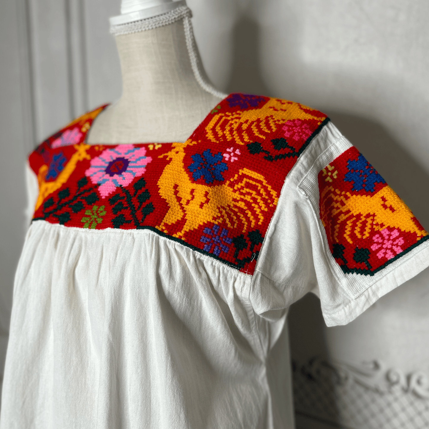 Cross Stitch Chicontepec Nahua Tunic - Rooster