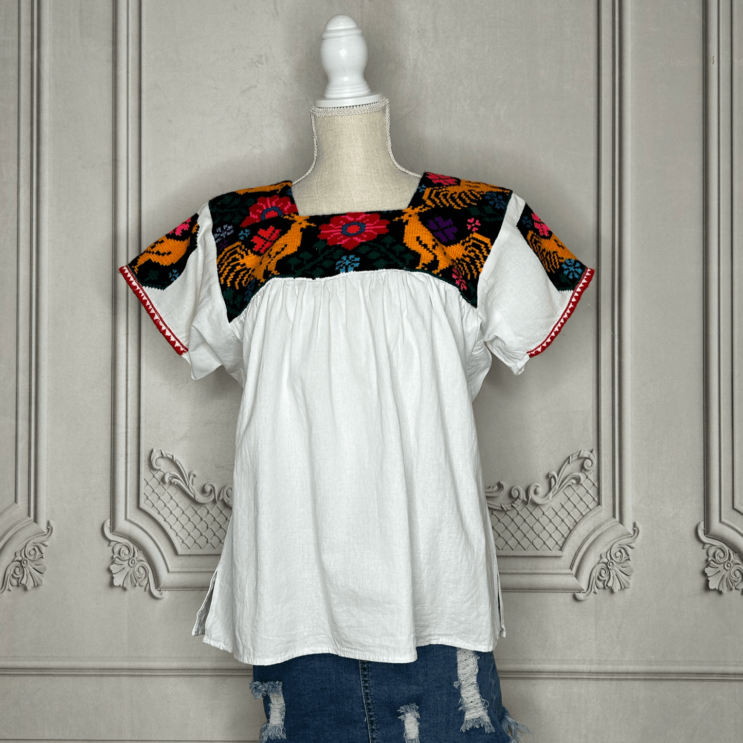 Cross Stitch Chicontepec Nahua Tunic - Rooster