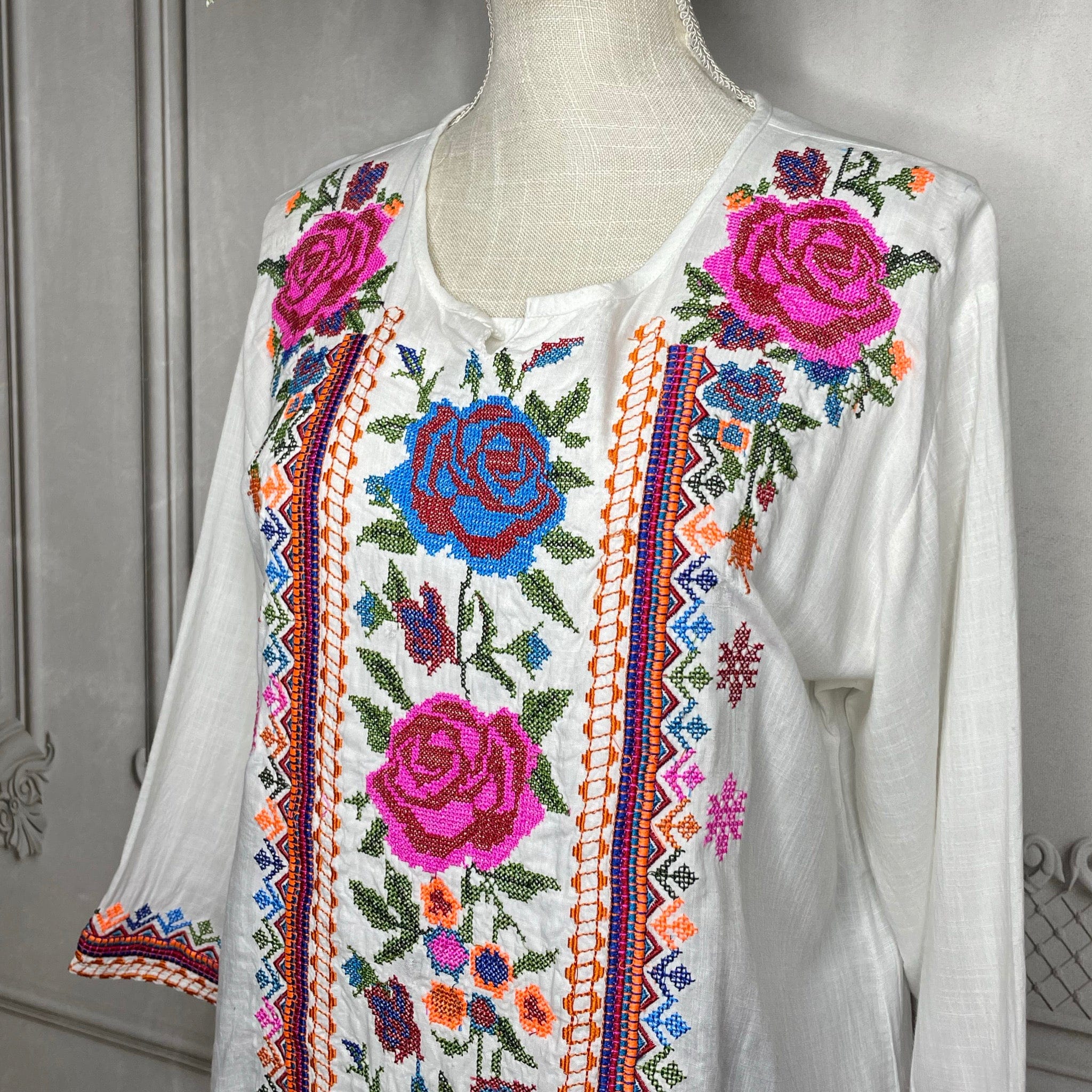 Cross Stitch Mexican Tunic – Camelia Mexican Boutique