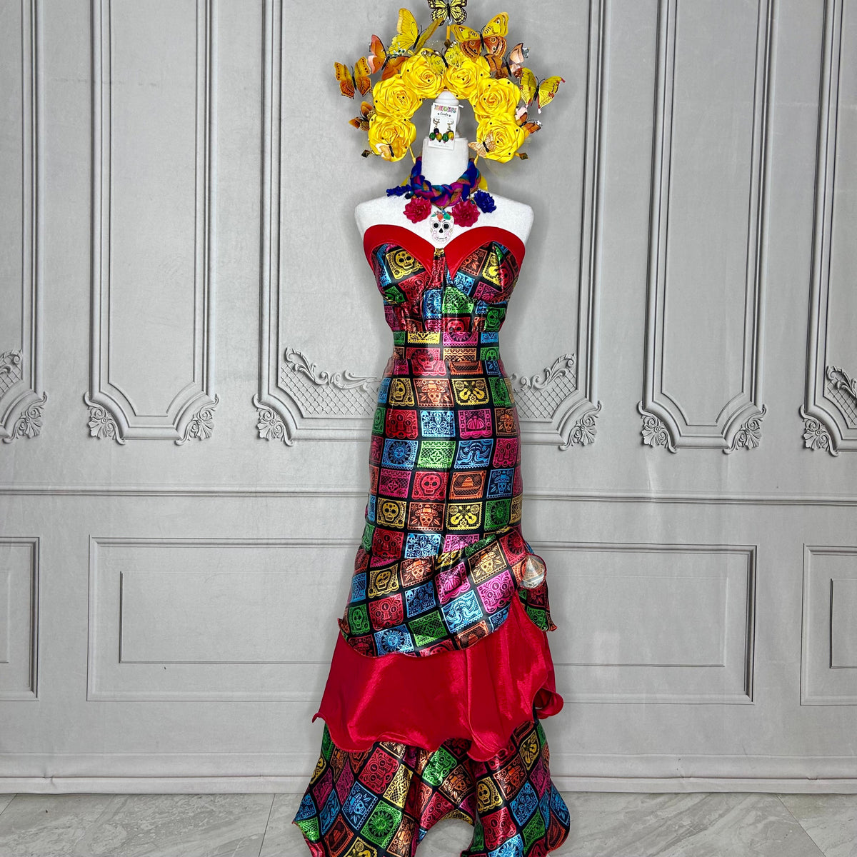 Day of the Dead Bustier and Skirt - Mermaid Cut Day of the Dead Bustier and Skirt - Mermaid Cut