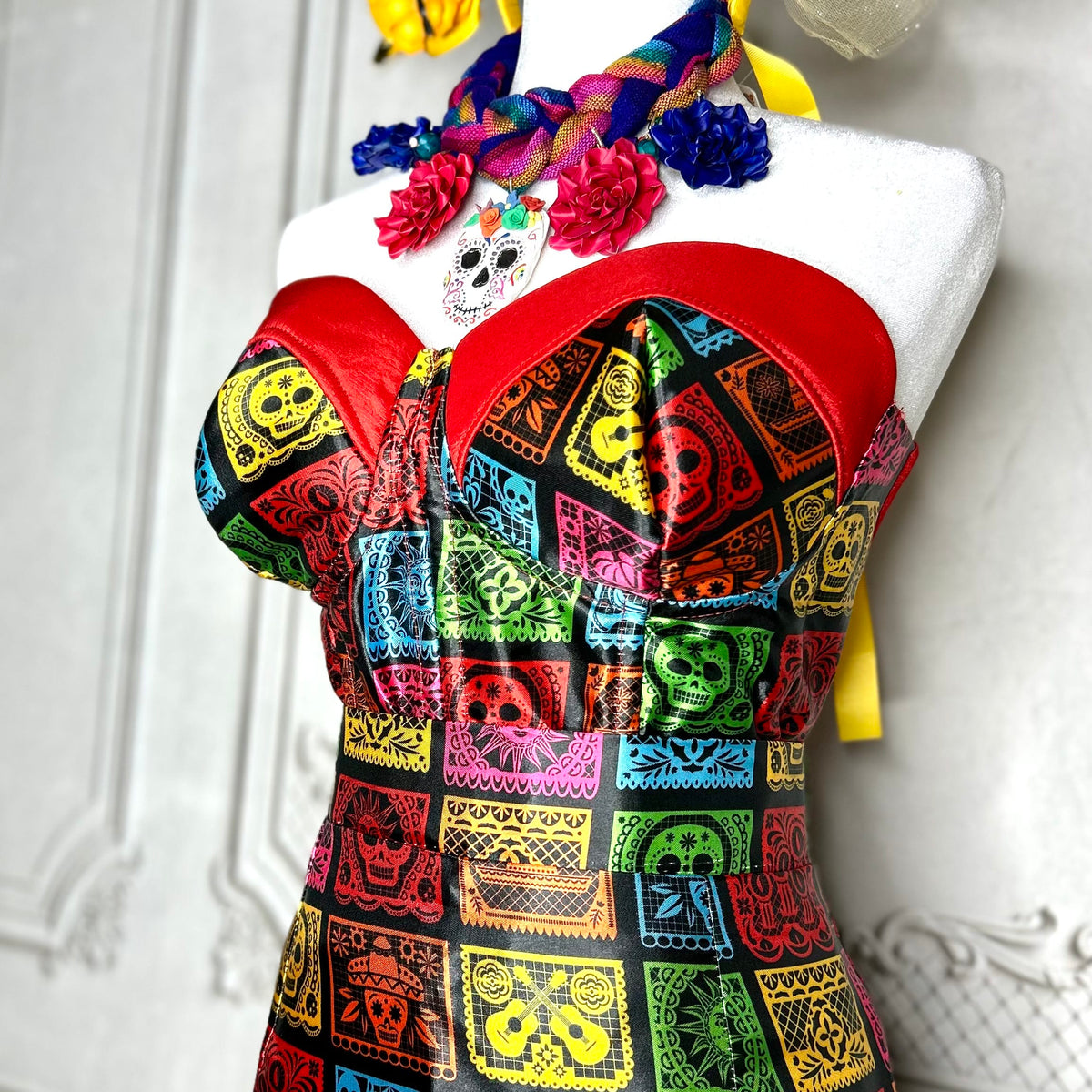 Day of the Dead Bustier and Skirt - Mermaid Cut Day of the Dead Bustier and Skirt - Mermaid Cut