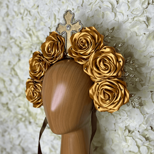 Day of the Dead Headband - Gold Cross Day of the Dead Headband - Gold Cross