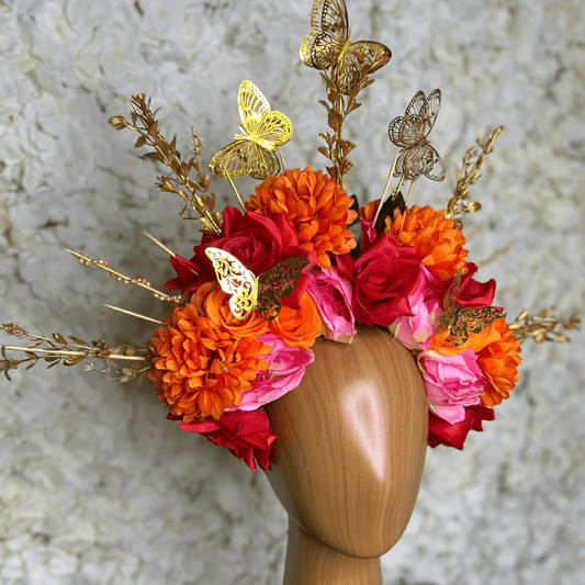 Day of the Dead  Headpiece - Gold Butterflies Day of the Dead  Headpiece - Gold Butterflies