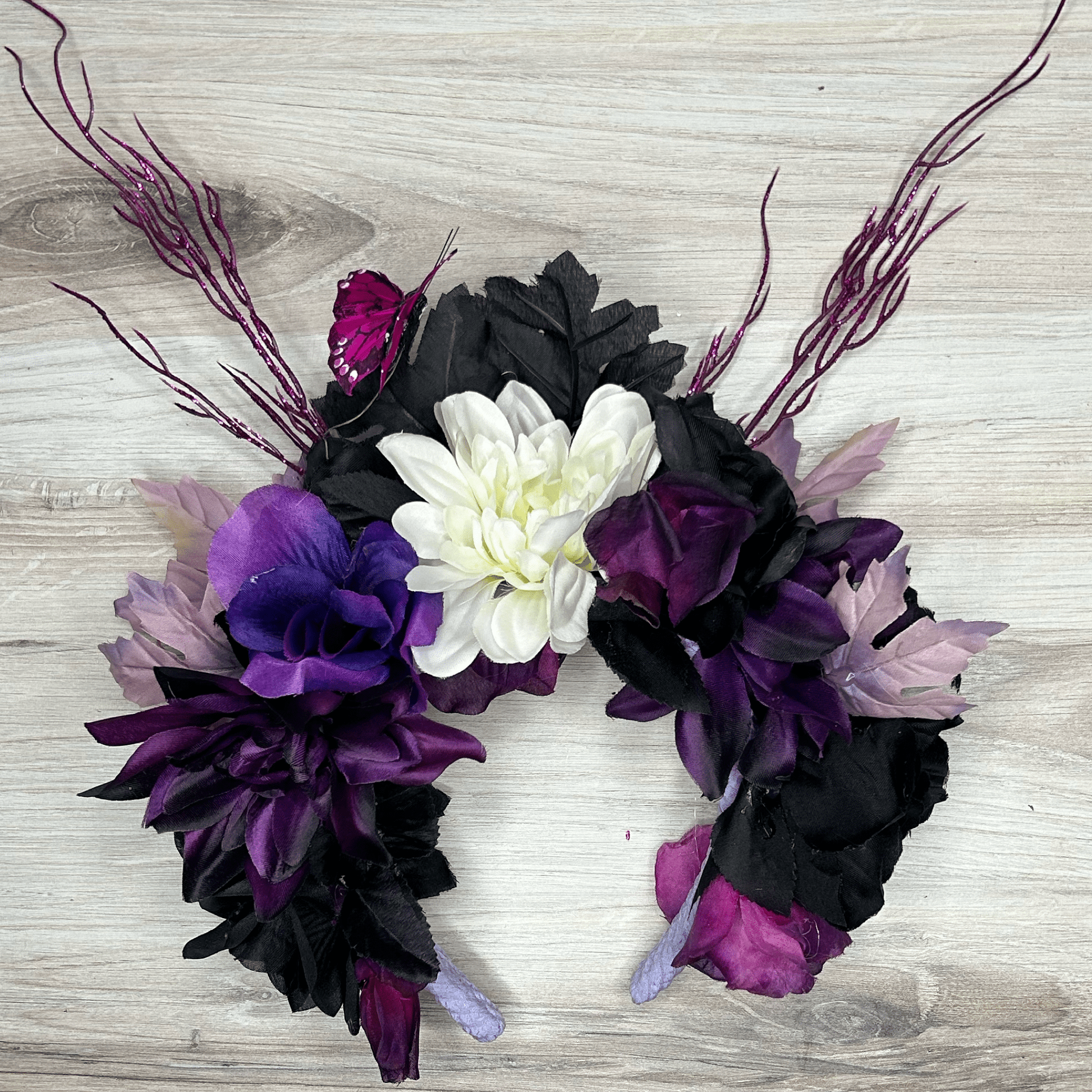 Day of the Dead  Headpiece - Purple Butterfly 1