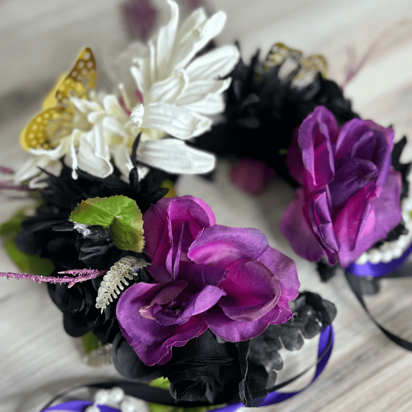 Day of the Dead  Headpiece - Purple Butterfly 2