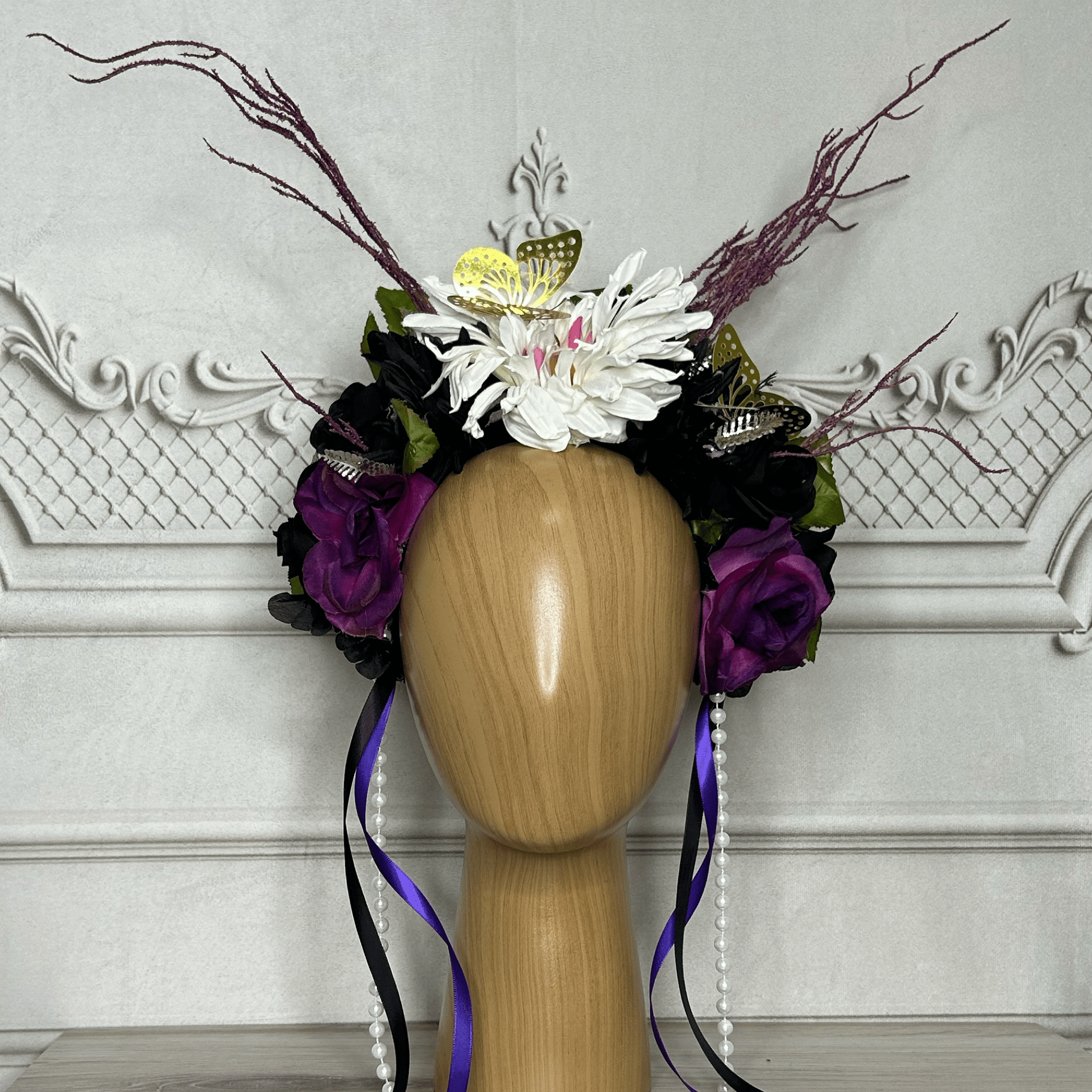 Day of the Dead  Headpiece - Purple Butterfly 2