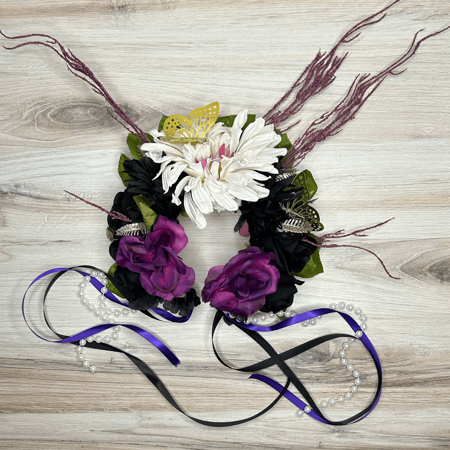 Day of the Dead  Headpiece - Purple Butterfly 2