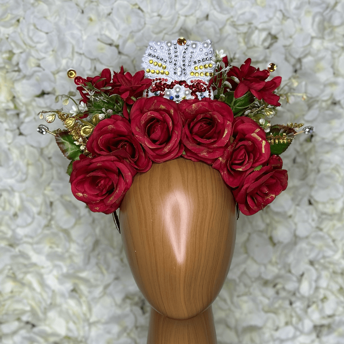 Day of the Dead  Headpiece - Sacred Heart Laced Day of the Dead  Headpiece - Sacred Heart Laced