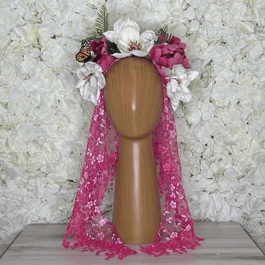Day of the Dead  Headpiece - Veil Magnolias Day of the Dead  Headpiece - Veil Magnolias