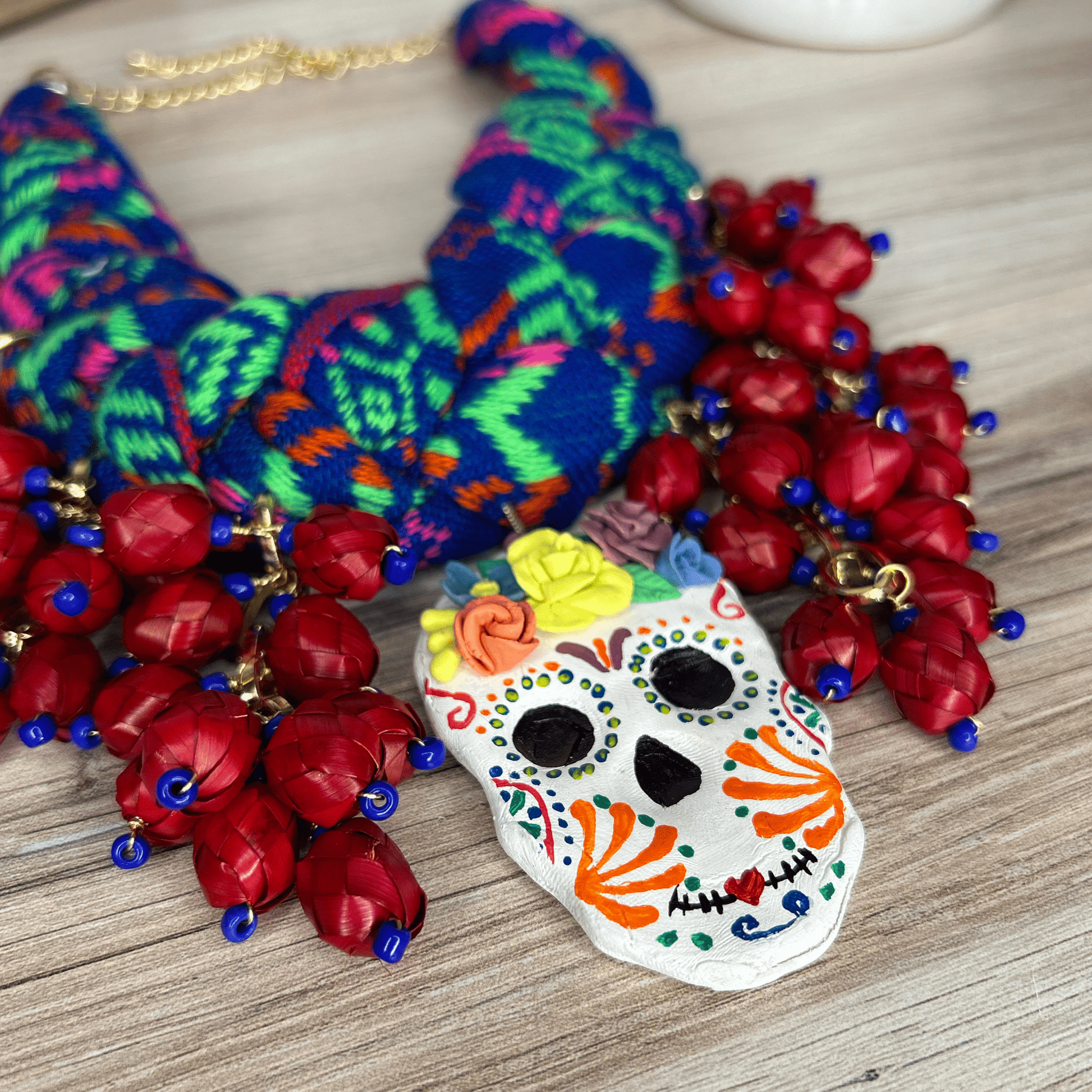 Day of the Dead Necklace Set - Cambaya Braid with Palm charms Day of the Dead Necklace Set - Cambaya Braid with Palm charms