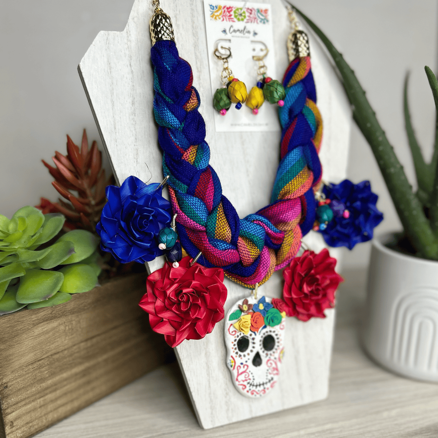 Day of the Dead Necklace Set - Cambaya Braid with Palm charms Day of the Dead Necklace Set - Cambaya Braid with Palm charms