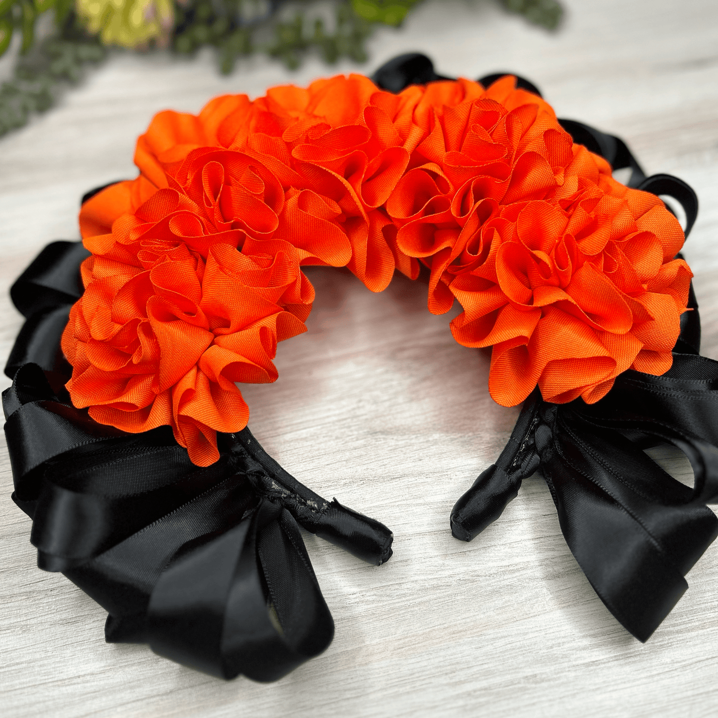 Day of the Dead Ribbon Headband with Flowers