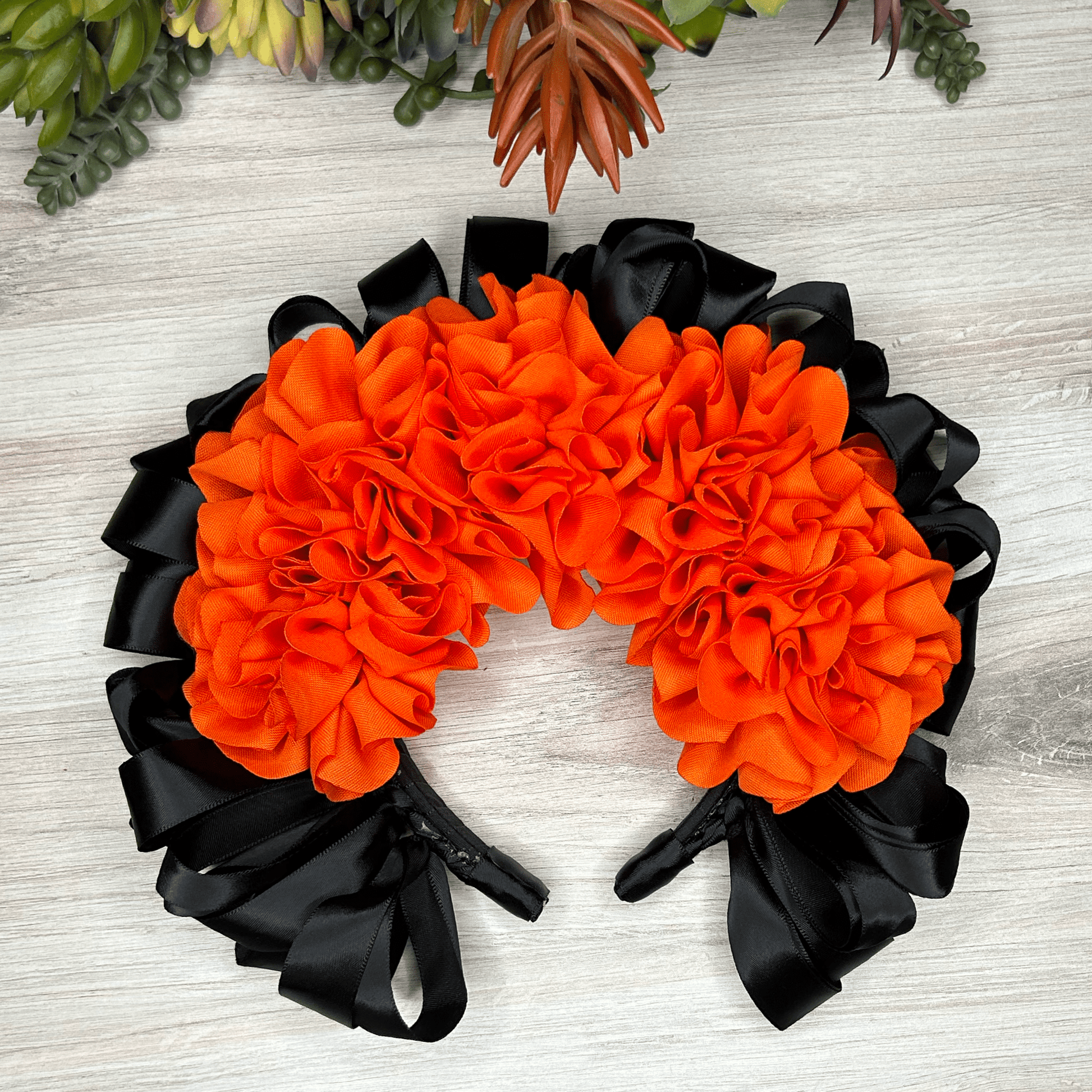 Day of the Dead Ribbon Headband with Flowers