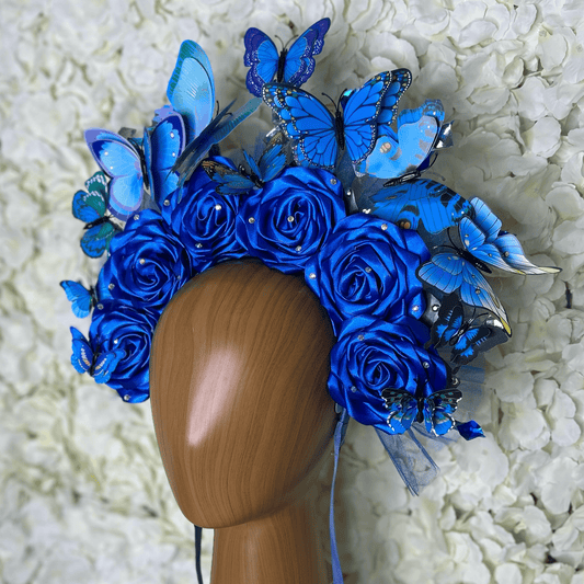 Day of the Dead Royal Blue Butterflies Headband Day of the Dead Royal Blue Butterflies Headband