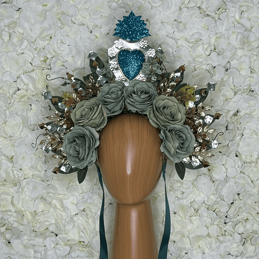 Day of the Dead Sacred Heart Headband - Green Laton Day of the Dead Sacred Heart Headband - Green Laton