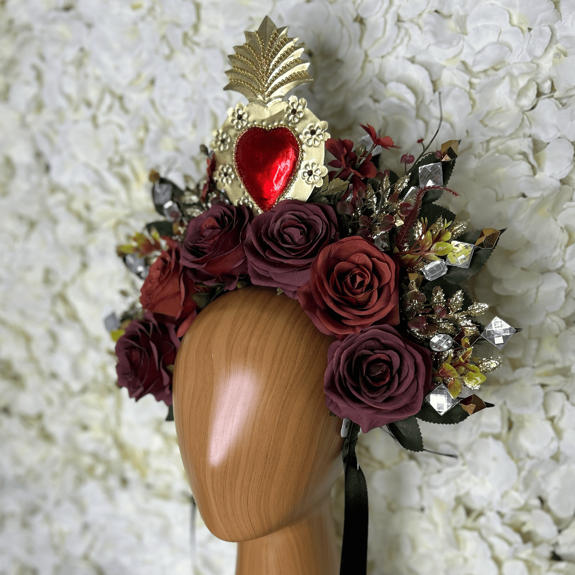 Day of the Dead Sacred Heart Headband - Red Laton Day of the Dead Sacred Heart Headband - Red Laton