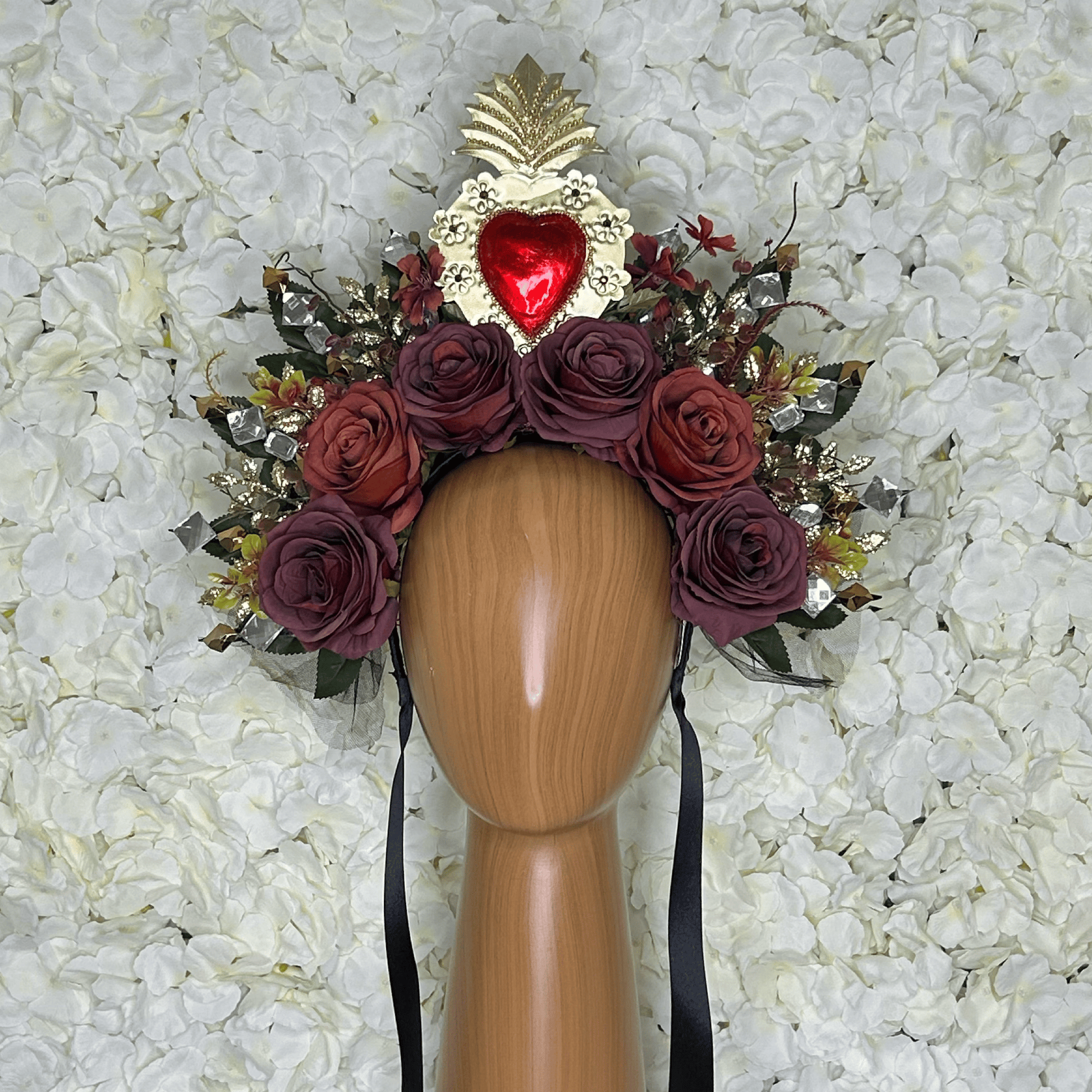 Day of the Dead Sacred Heart Headband - Red Laton Day of the Dead Sacred Heart Headband - Red Laton