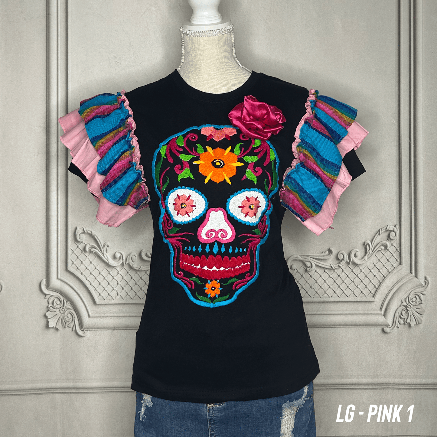 Day of the Dead T-Shirt with Cambaya Sleeves