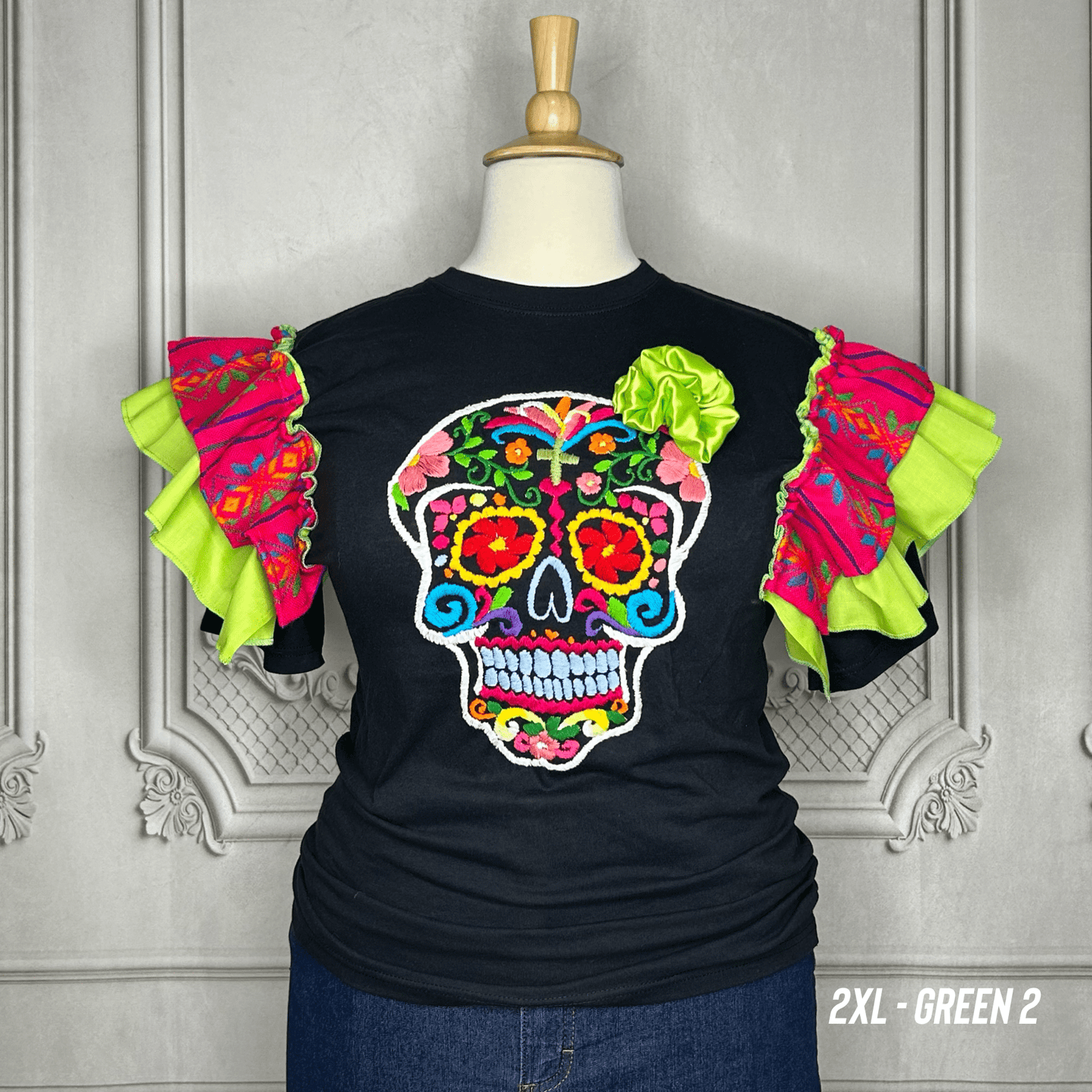 Day of the Dead T-Shirt with Cambaya Sleeves