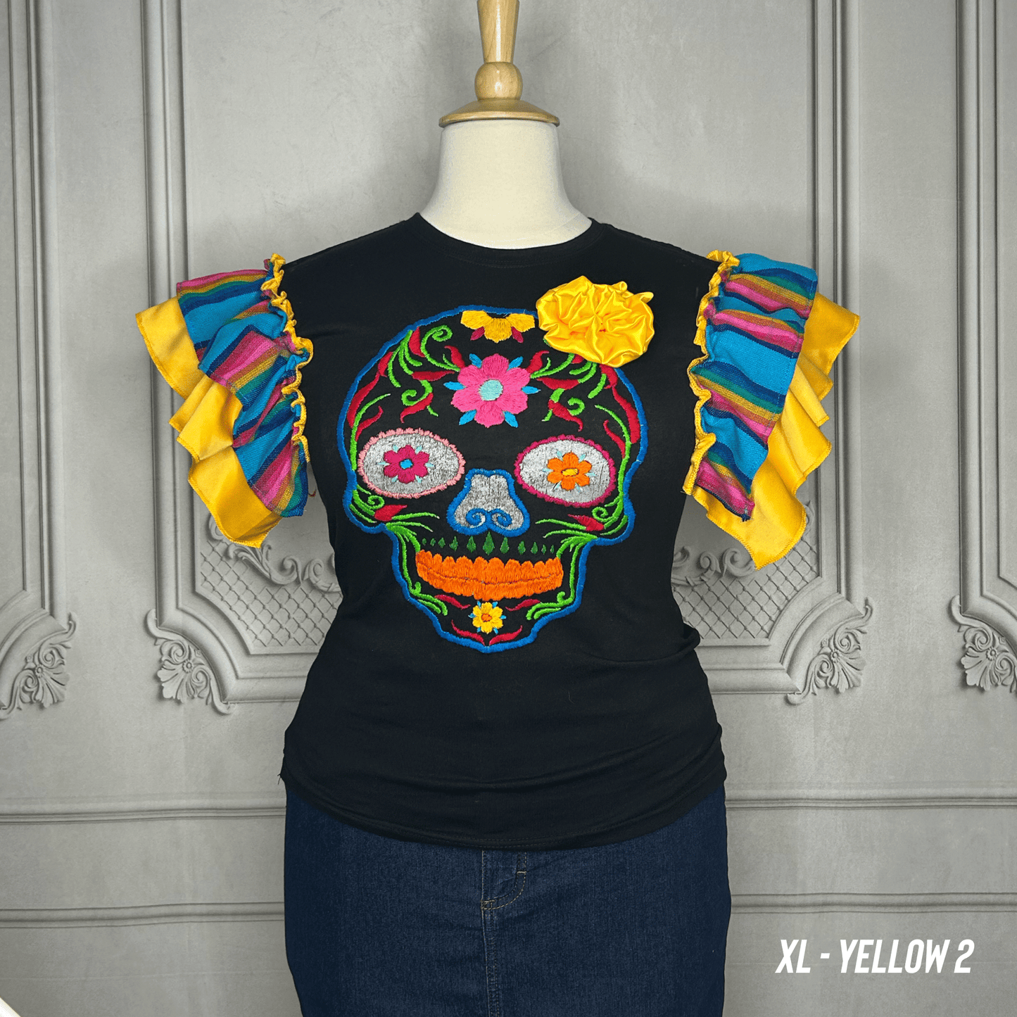 Day of the Dead T-Shirt with Cambaya Sleeves