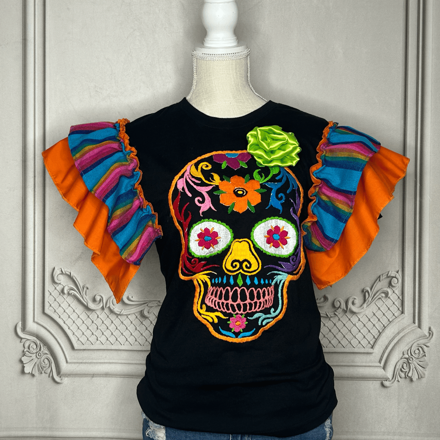 Day of the Dead T-Shirt with Cambaya Sleeves