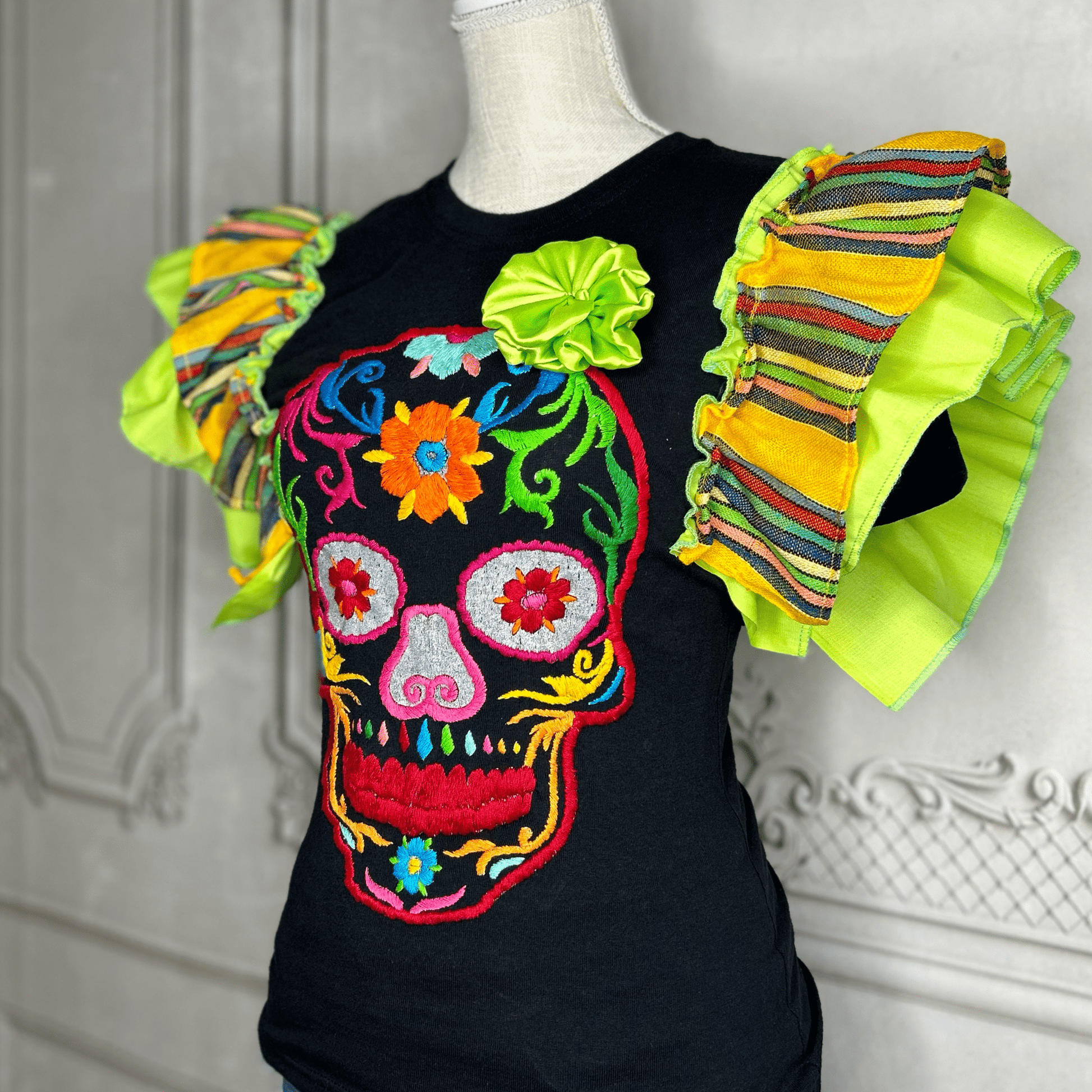 Day of the Dead T-Shirt with Cambaya Sleeves