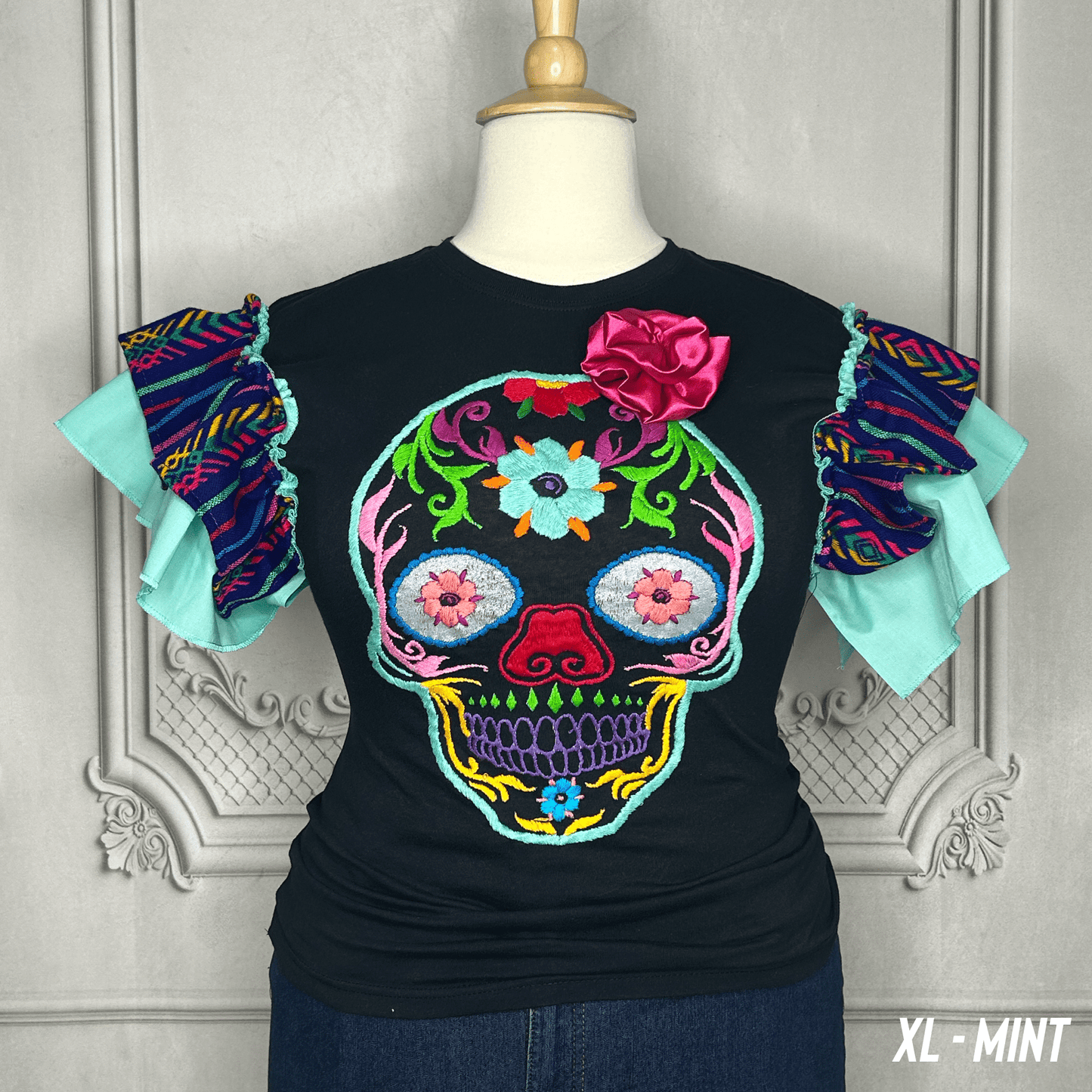 Day of the Dead T-Shirt with Cambaya Sleeves