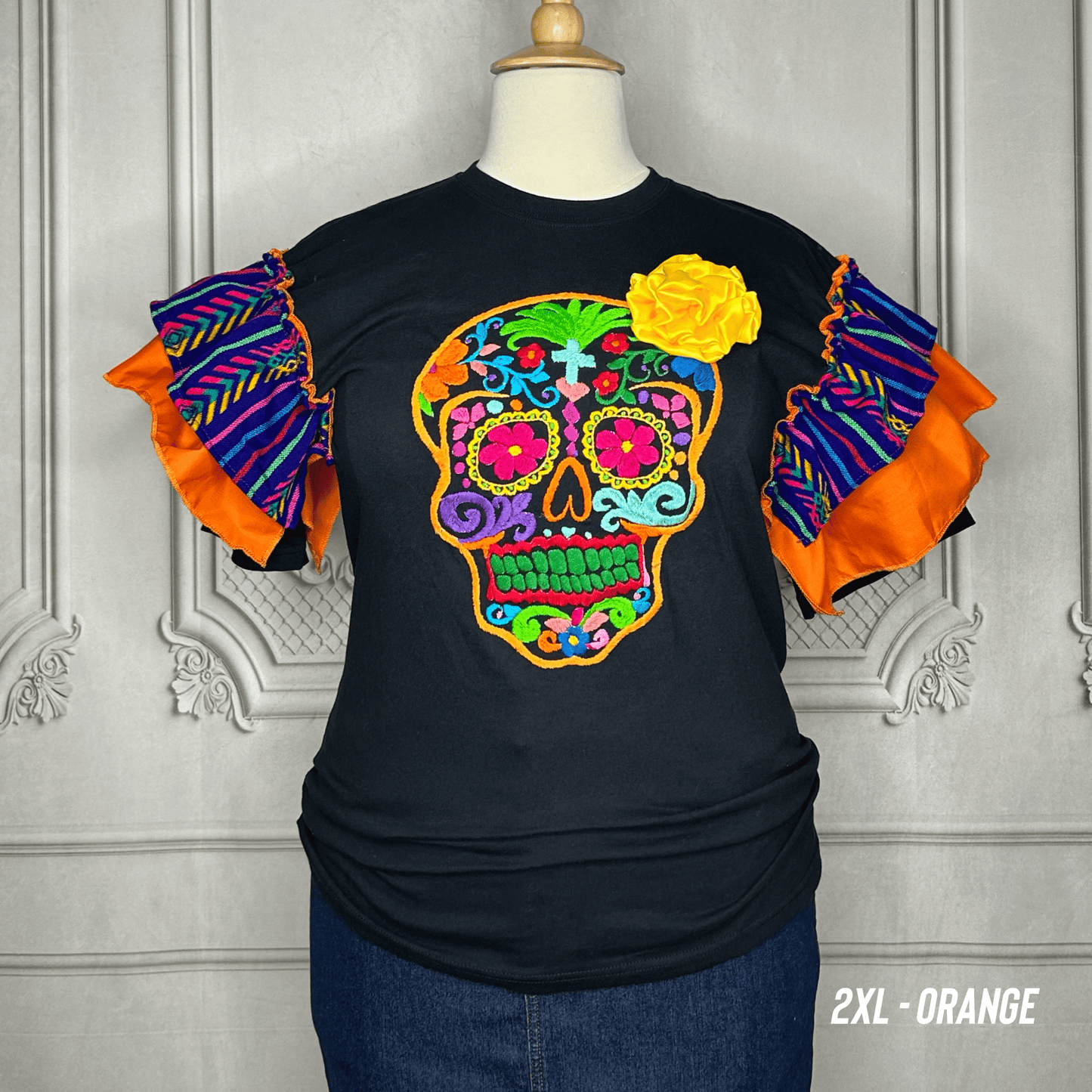 Day of the Dead T-Shirt with Cambaya Sleeves