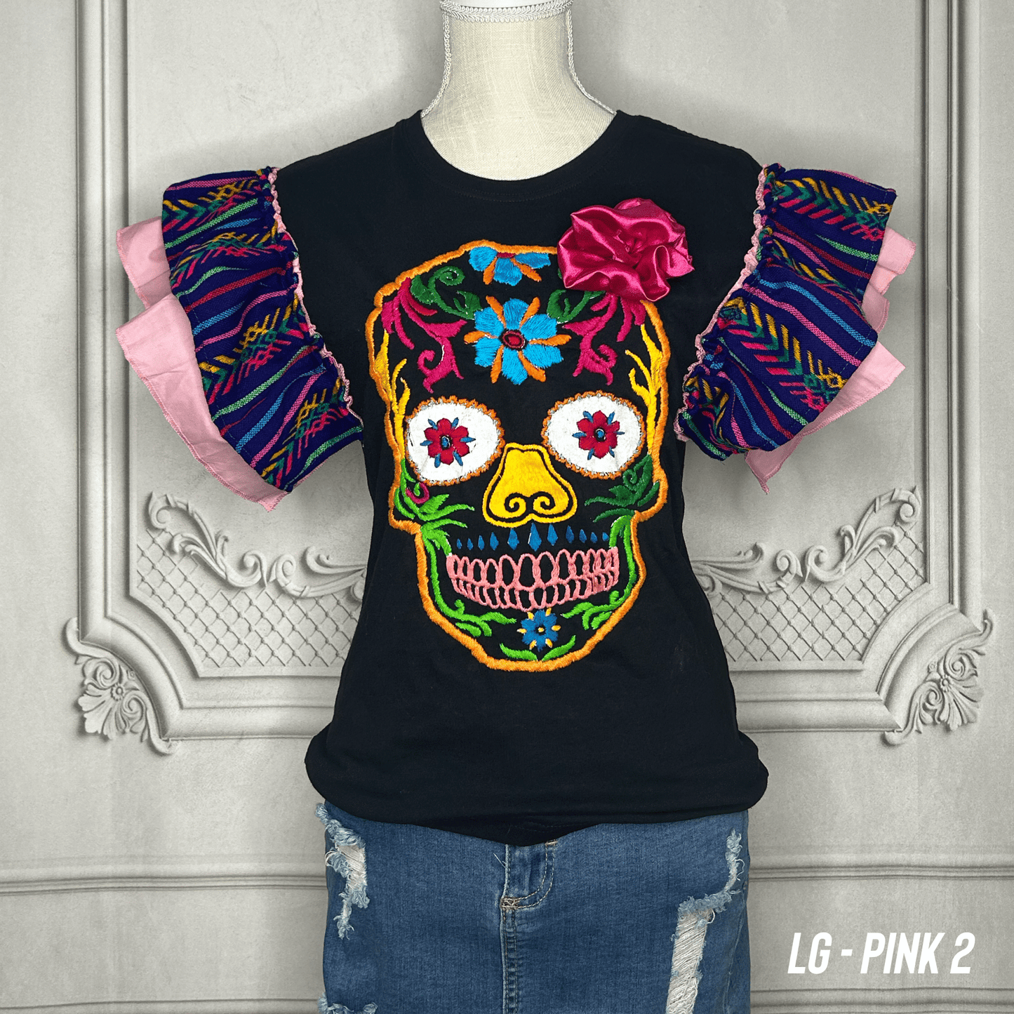 Day of the Dead T-Shirt with Cambaya Sleeves