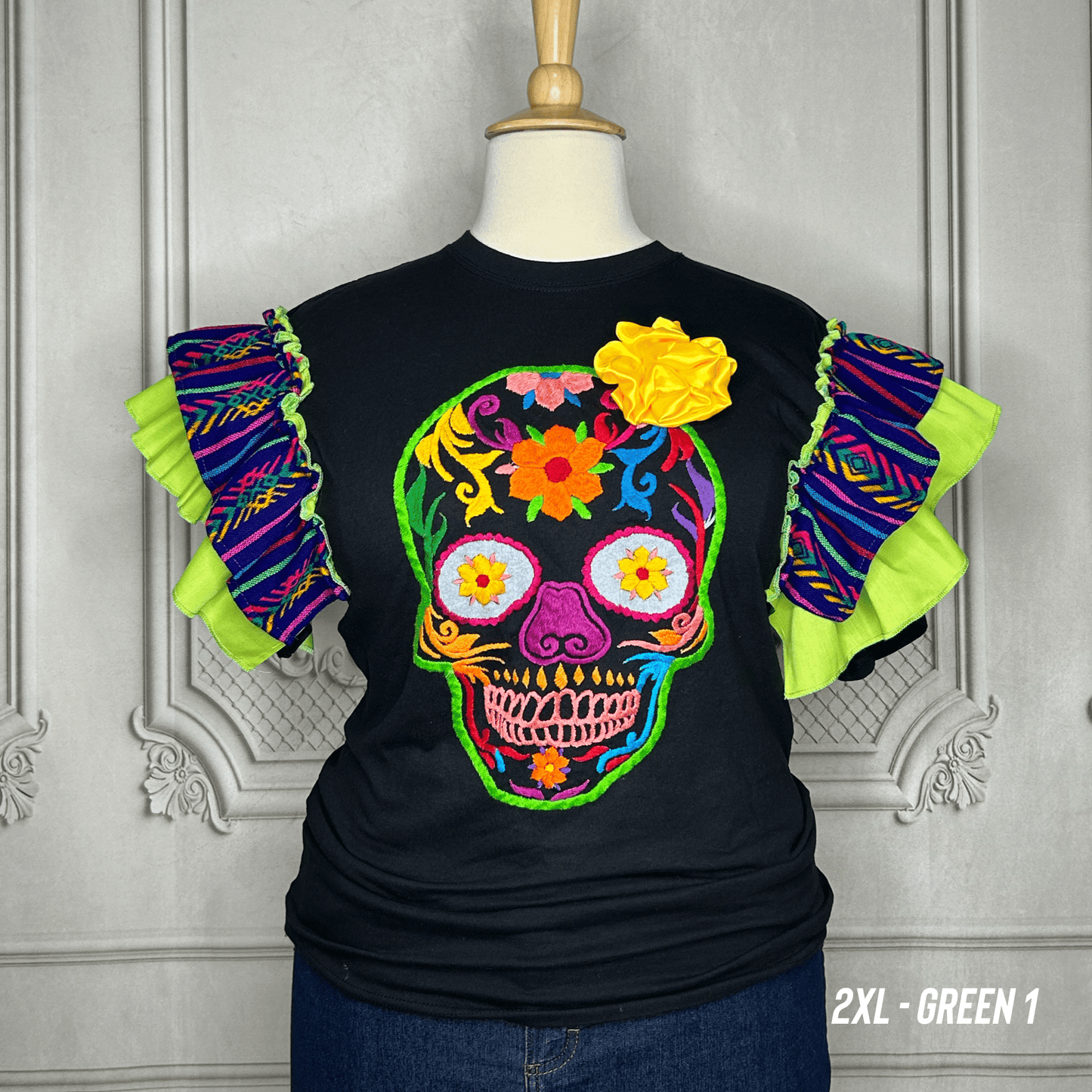 Day of the Dead T-Shirt with Cambaya Sleeves