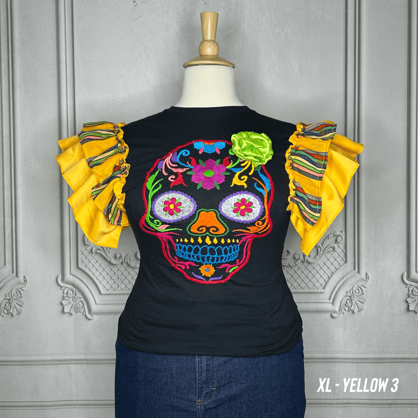 Day of the Dead T-Shirt with Cambaya Sleeves