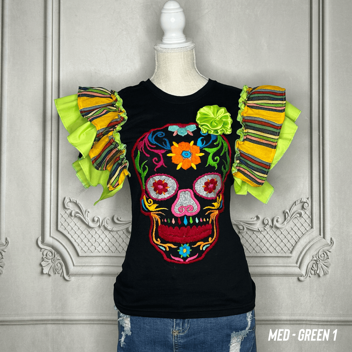 Day of the Dead T-Shirt with Cambaya Sleeves