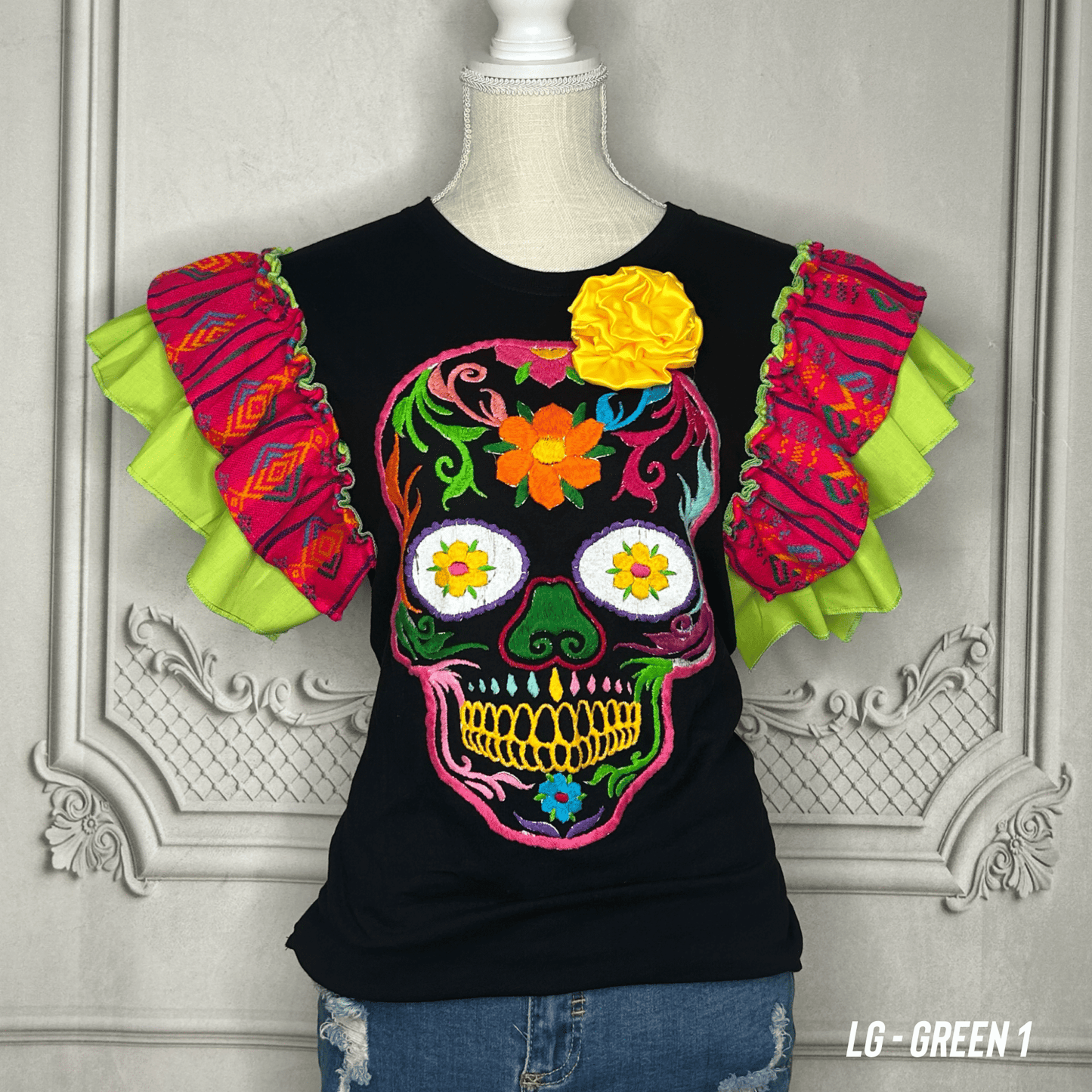 Day of the Dead T-Shirt with Cambaya Sleeves