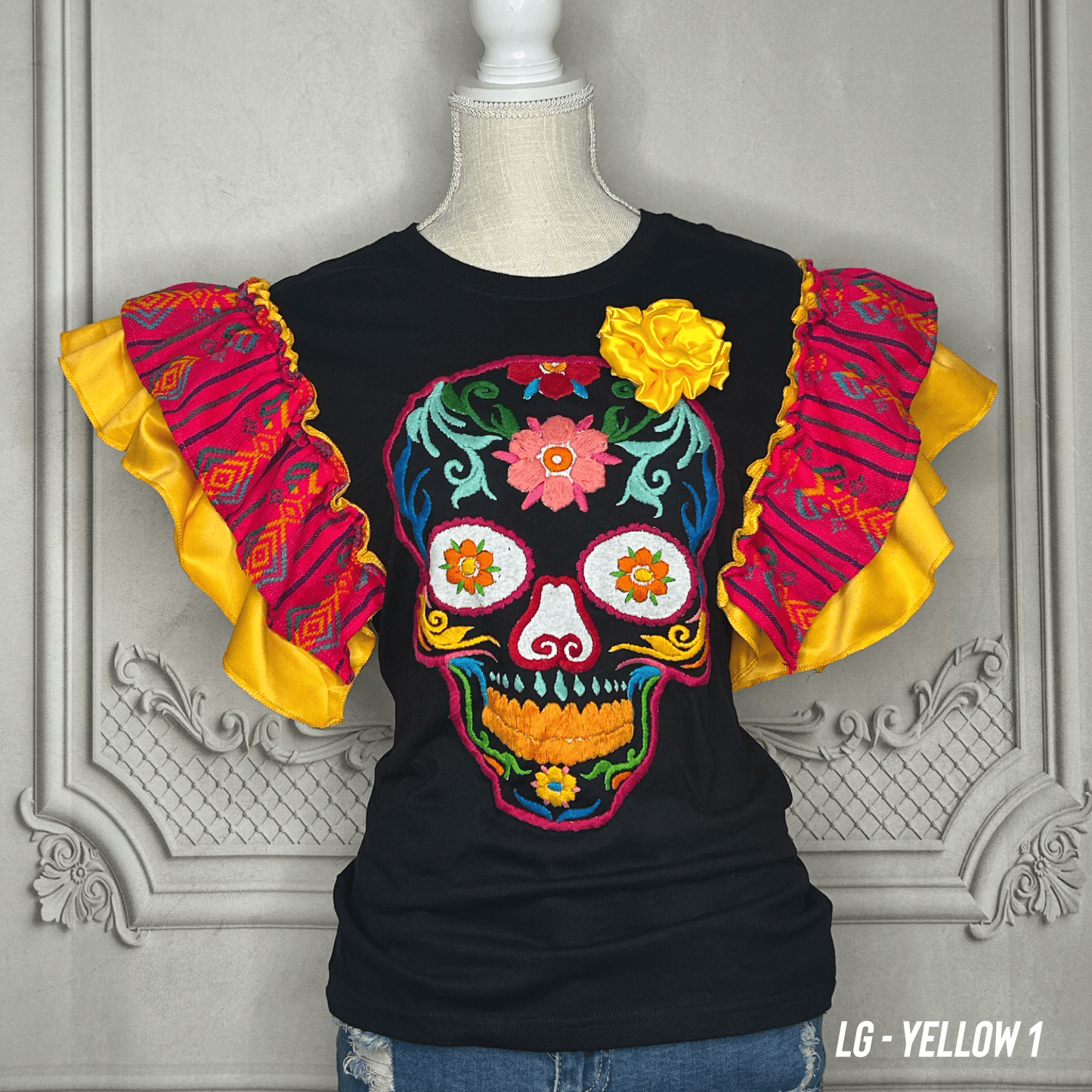 Day of the Dead T-Shirt with Cambaya Sleeves