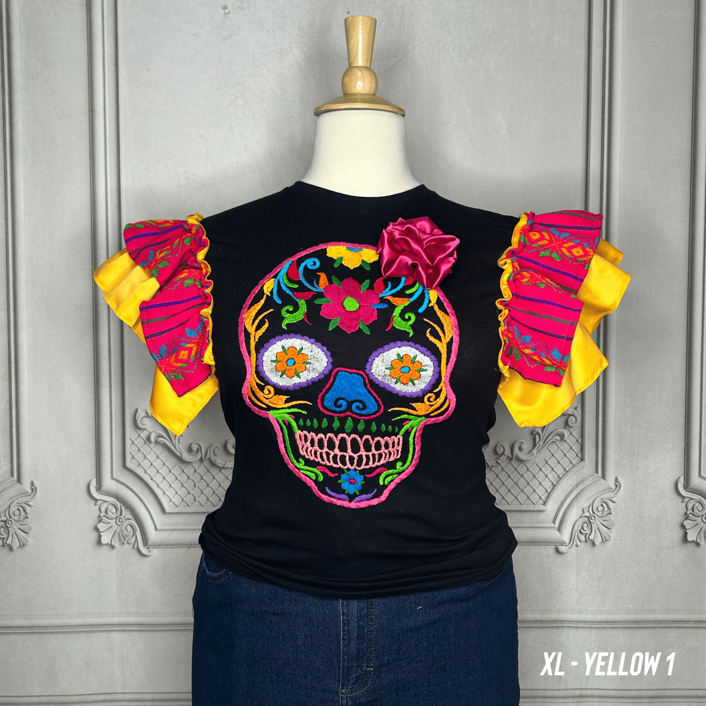 Day of the Dead T-Shirt with Cambaya Sleeves