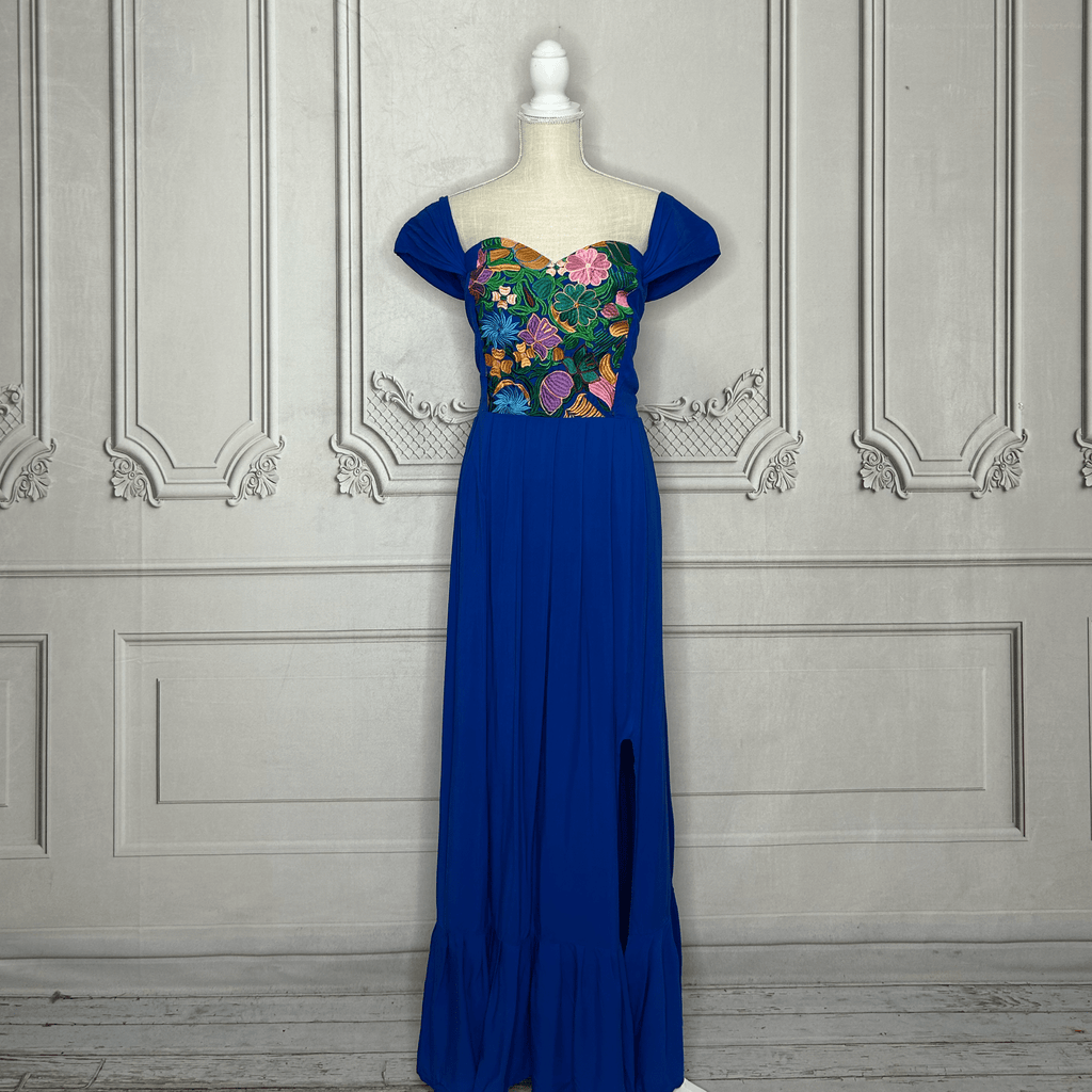 Dropped Shoulder Mexican Maxi Dress - Zinia Dropped Shoulder Mexican Maxi Dress - Zinia