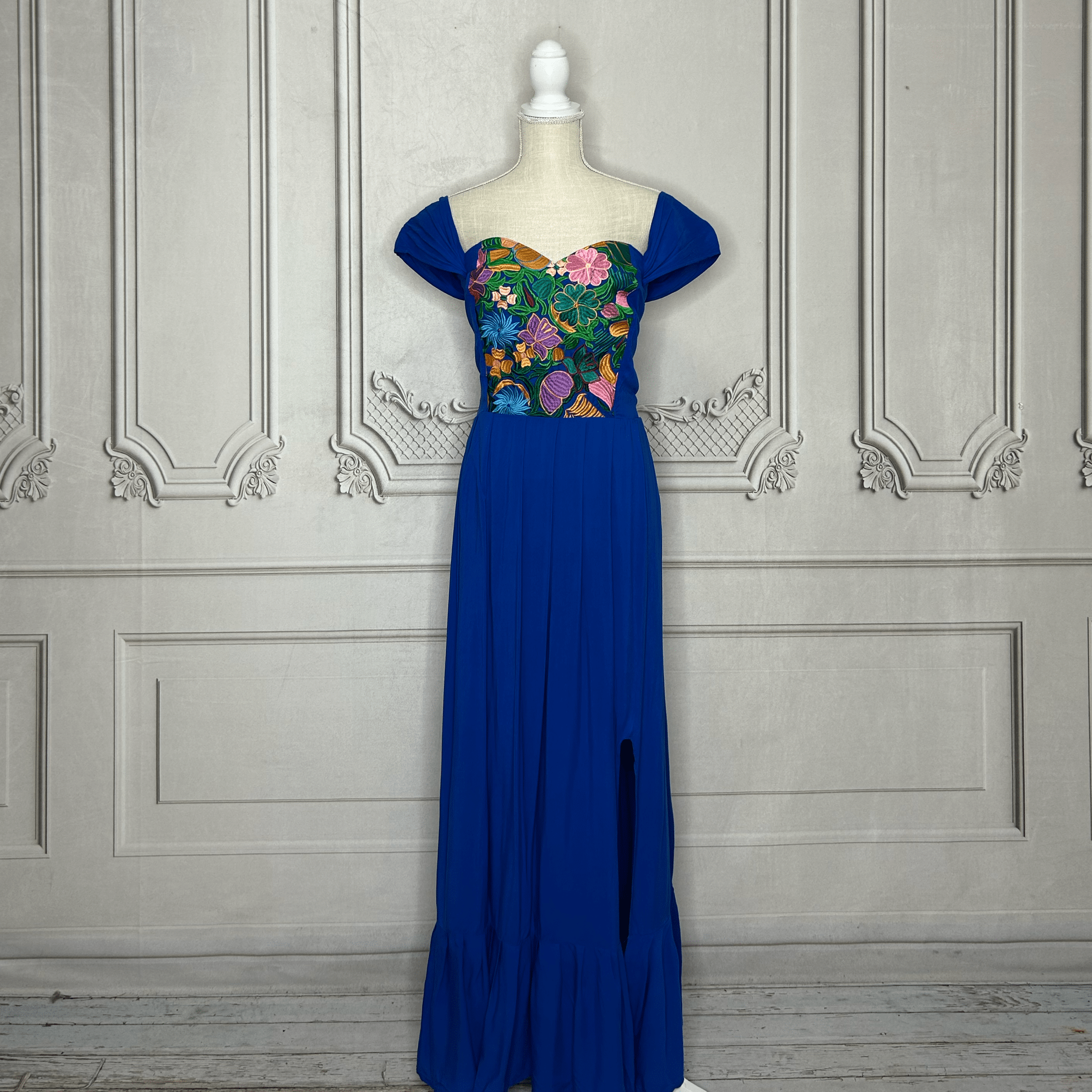 Dropped Shoulder Mexican Maxi Dress - Zinia Dropped Shoulder Mexican Maxi Dress - Zinia