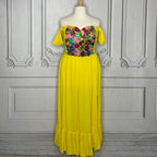 Dropped Shoulder Mexican Maxi Dress - Zinia