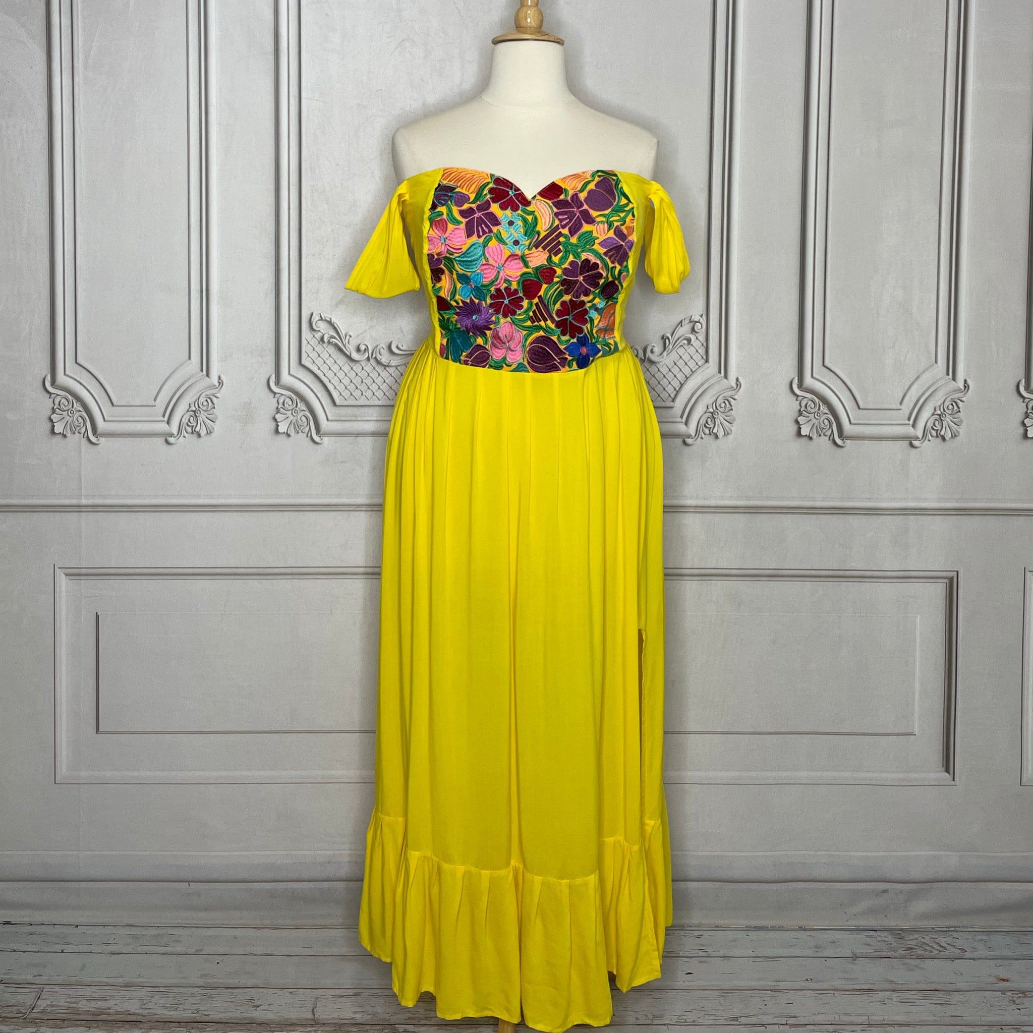 Dropped Shoulder Mexican Maxi Dress - Zinia