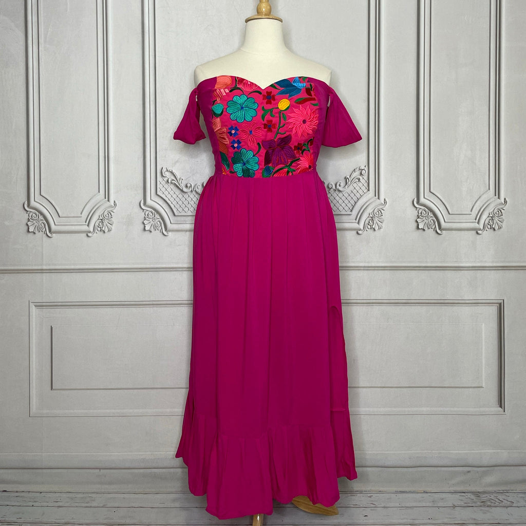 Dropped Shoulder Mexican Maxi Dress - Zinia