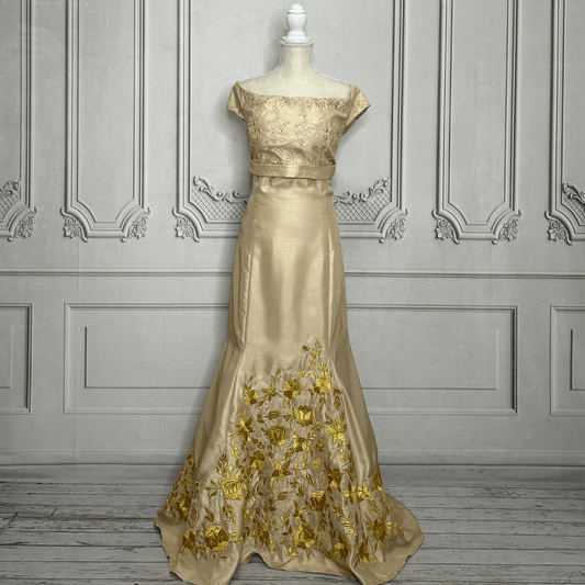 Embroidered Mexican Evening Dress - Golden Girl