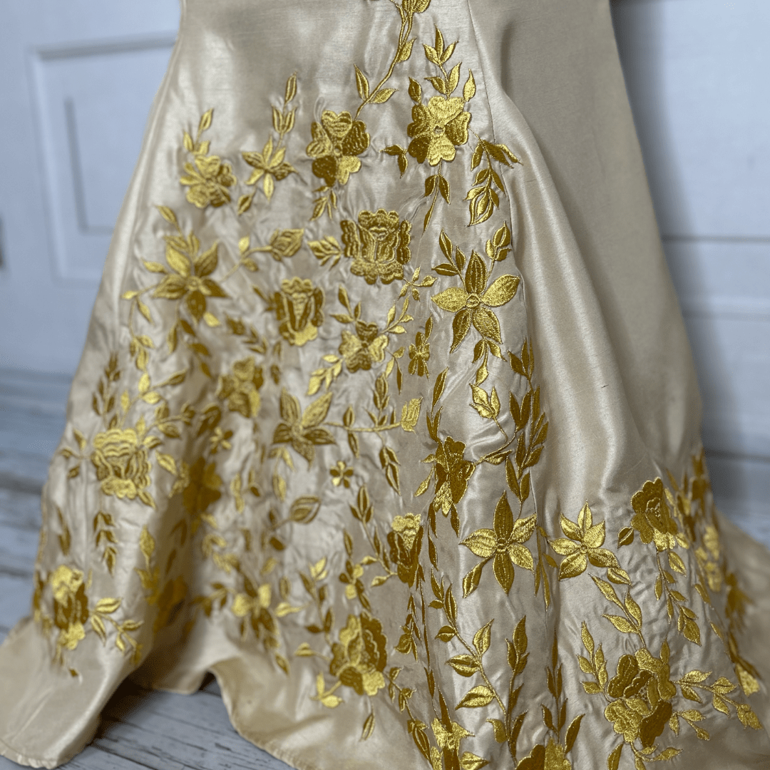 Embroidered Mexican Evening Dress - Golden Girl