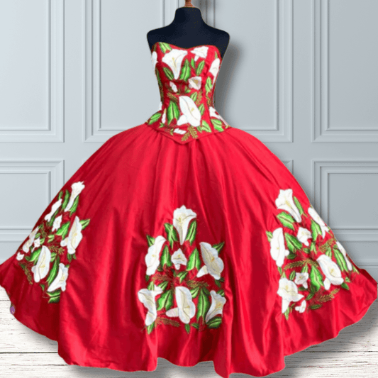 Embroidered Mexican Quinceanera Dress - Alcatraz