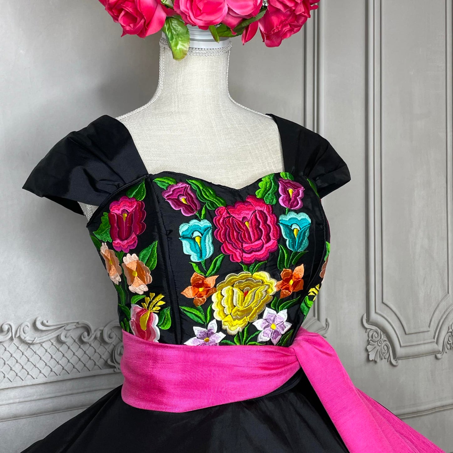 Embroidered Mexican Quinceanera Dress - Duquesa