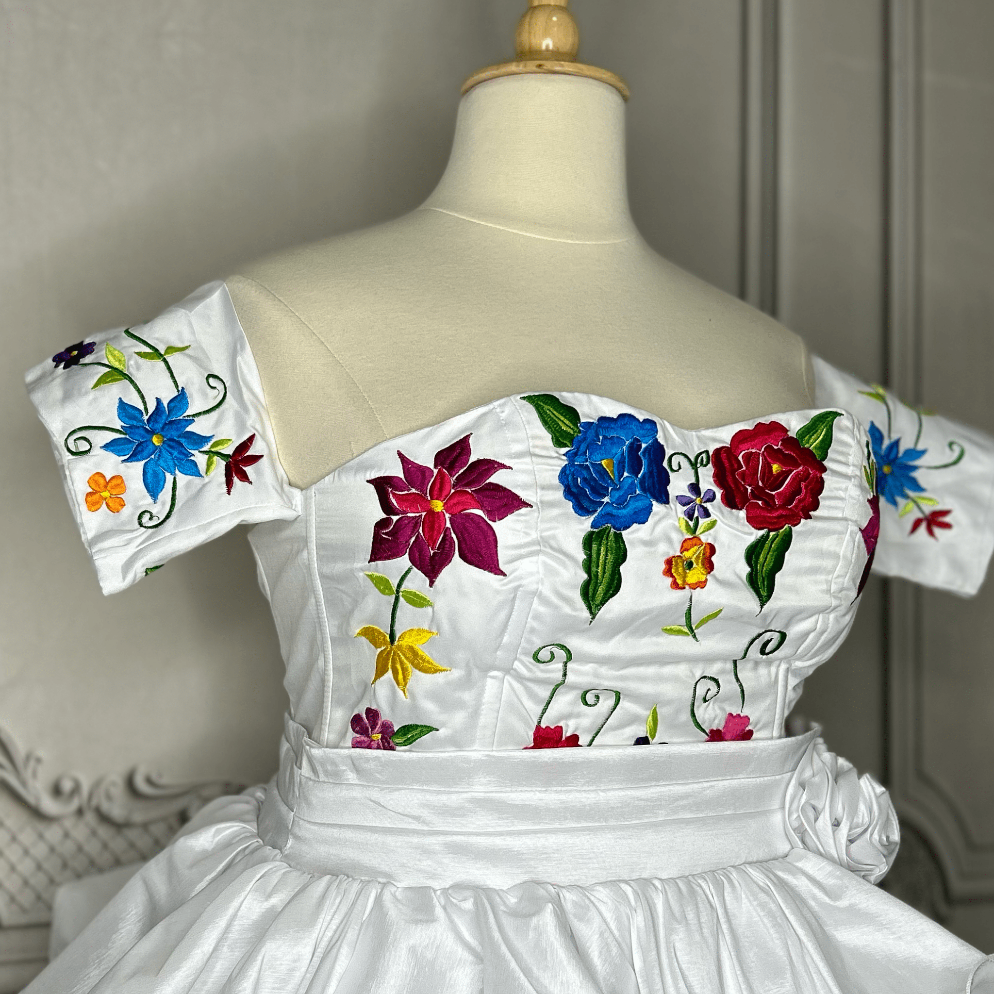 Embroidered Mexican Wedding Corset and Skirt - Rosie